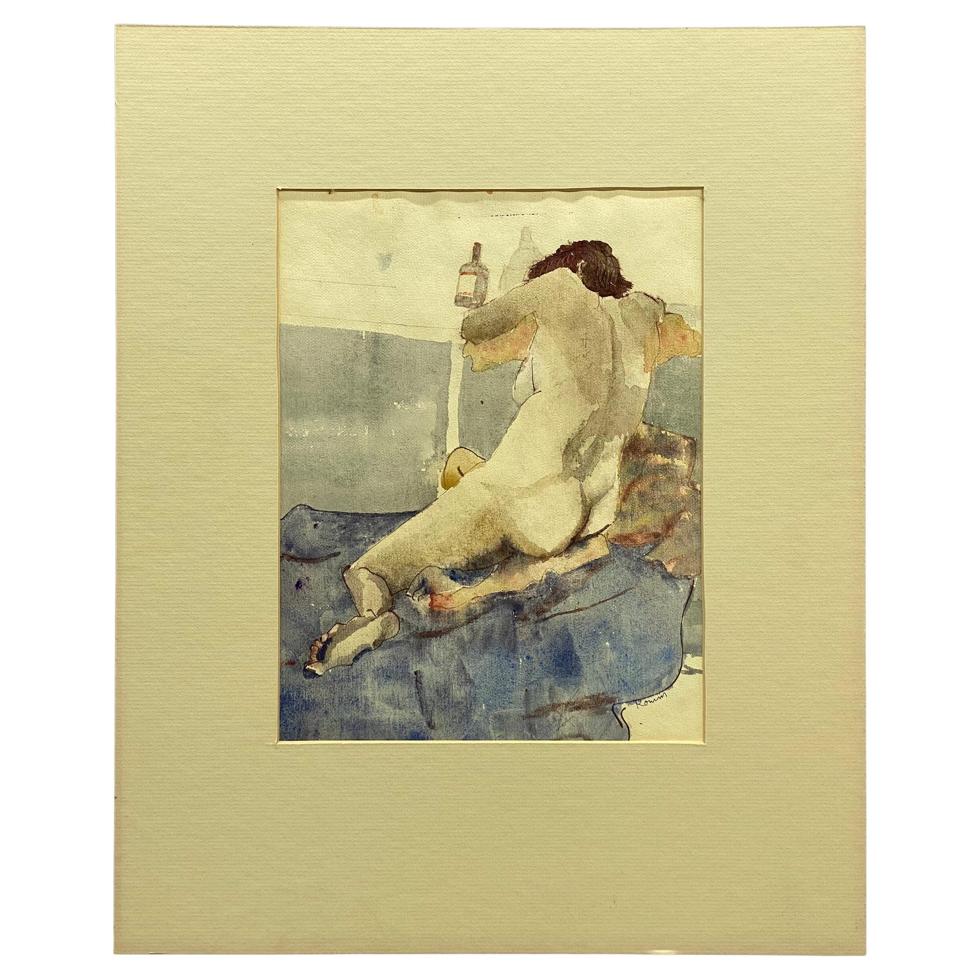 Floss Romm Dworkin Resting Female Nude Watercolor