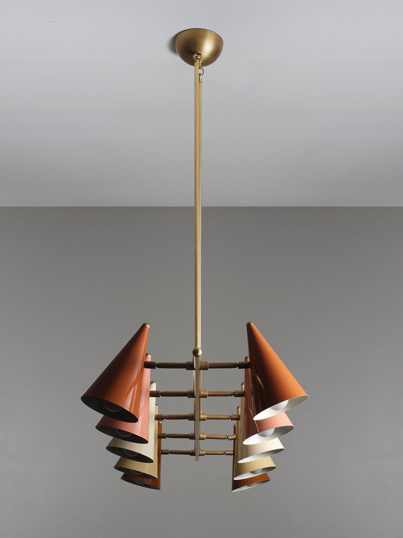 Modern FLOTILLA Chandelier in Brass and Terracotta Enamel by Blueprint Lighting 2021 For Sale