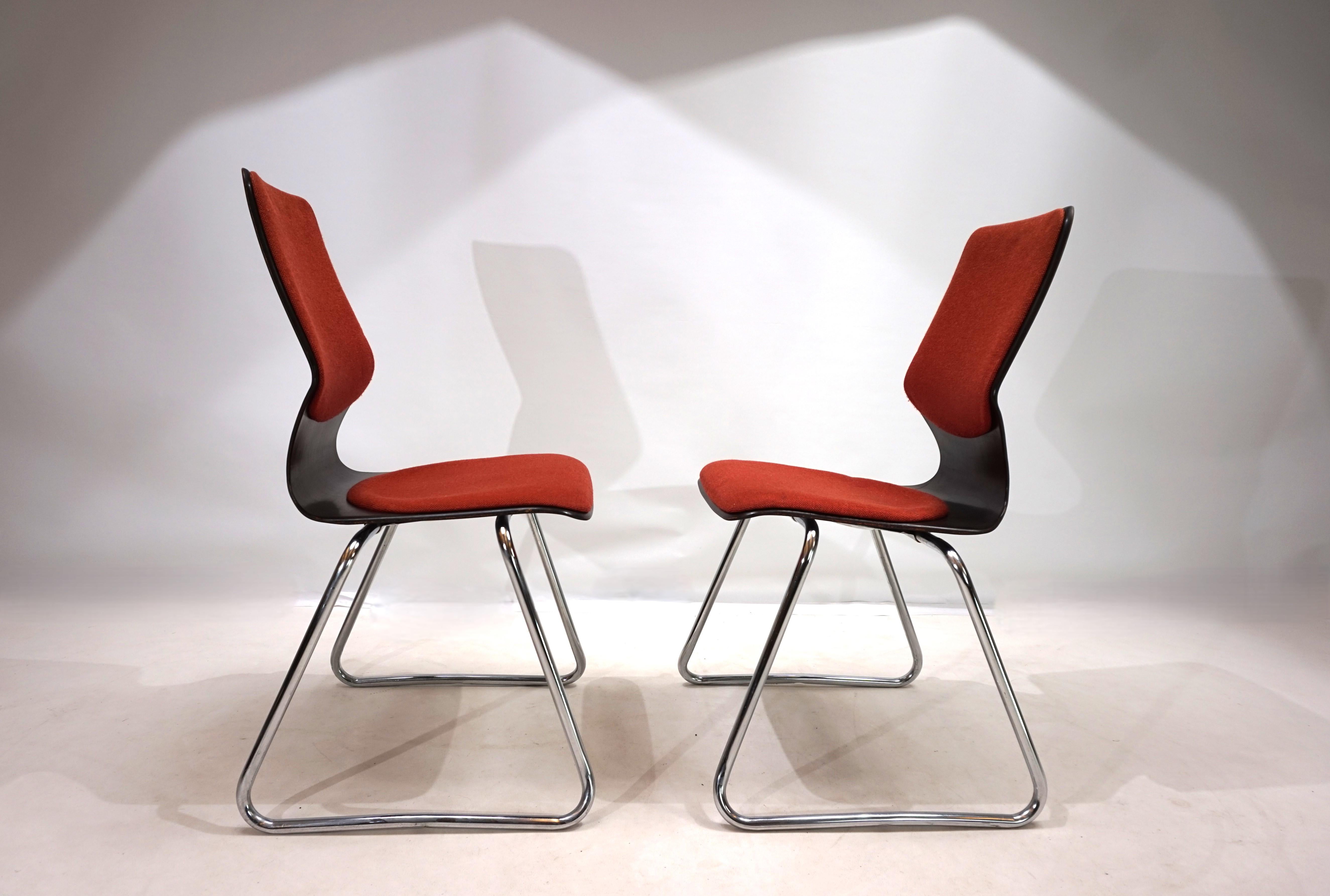 Mid-Century Modern Flötotto set of 2 Pagwood chairs by Elmar Flötotto For Sale