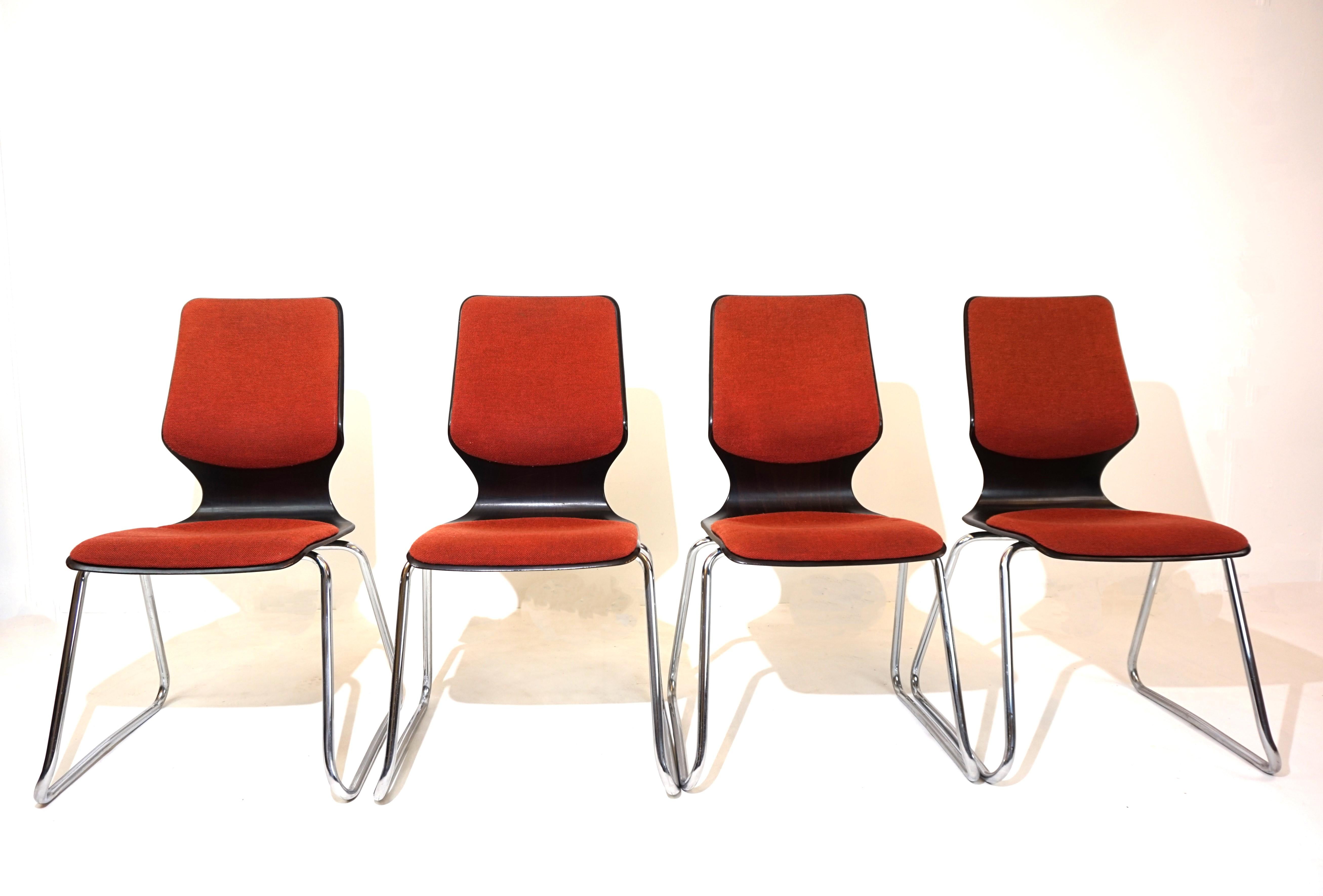 Flötotto set of 4 Pagholz chairs by Elmar Flötotto For Sale 3