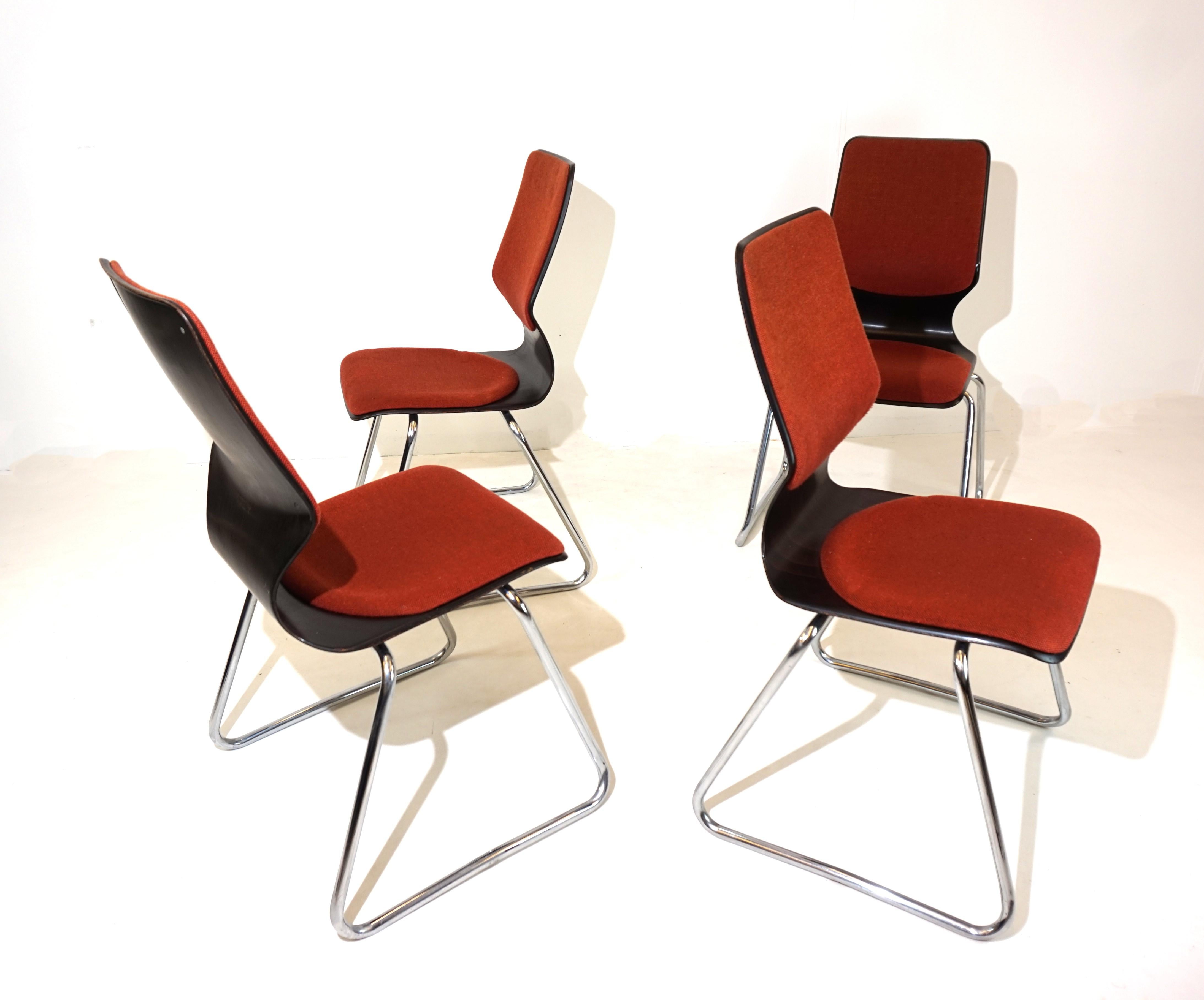 Flötotto set of 4 Pagholz chairs by Elmar Flötotto For Sale 5