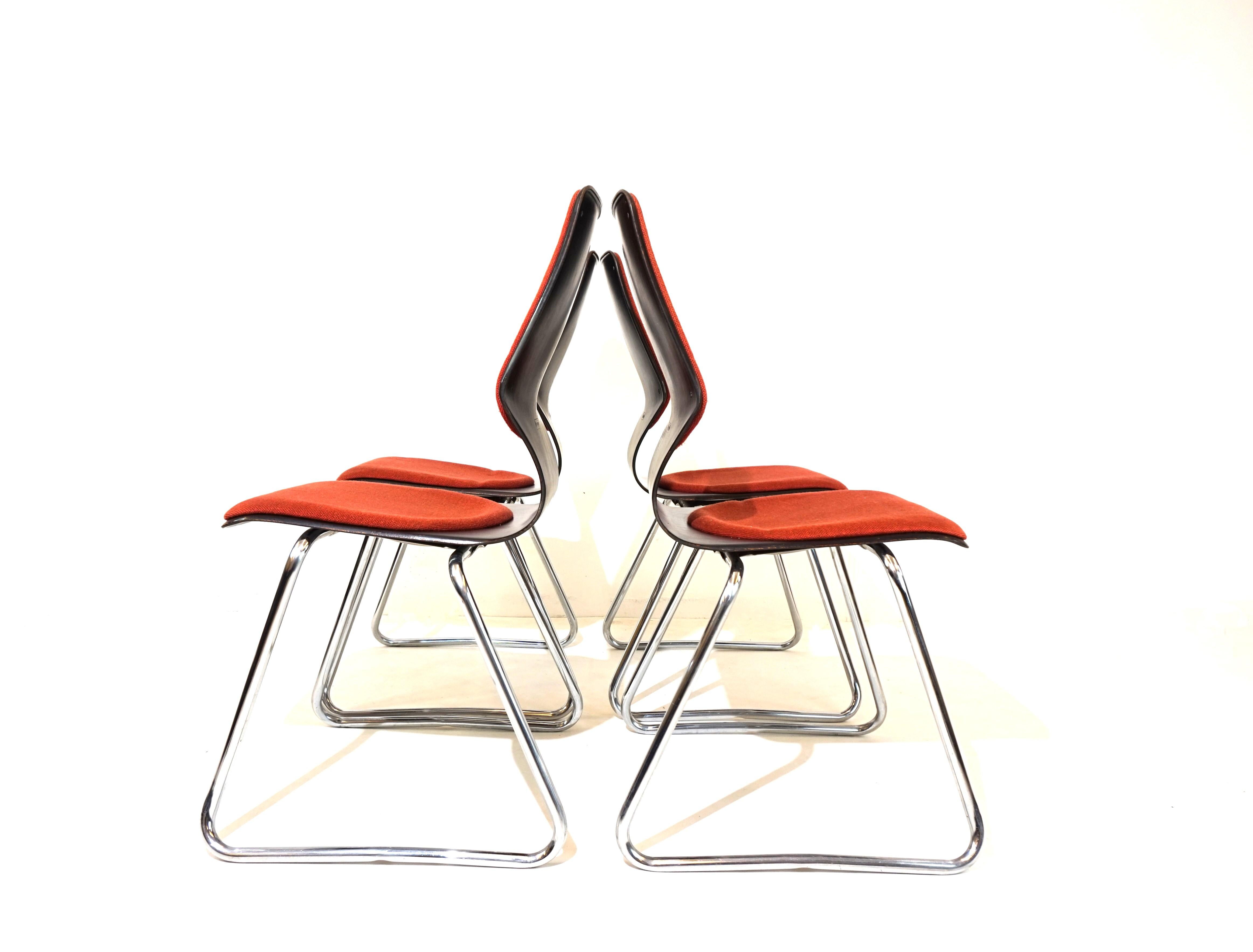 Flötotto set of 4 Pagholz chairs by Elmar Flötotto For Sale 9