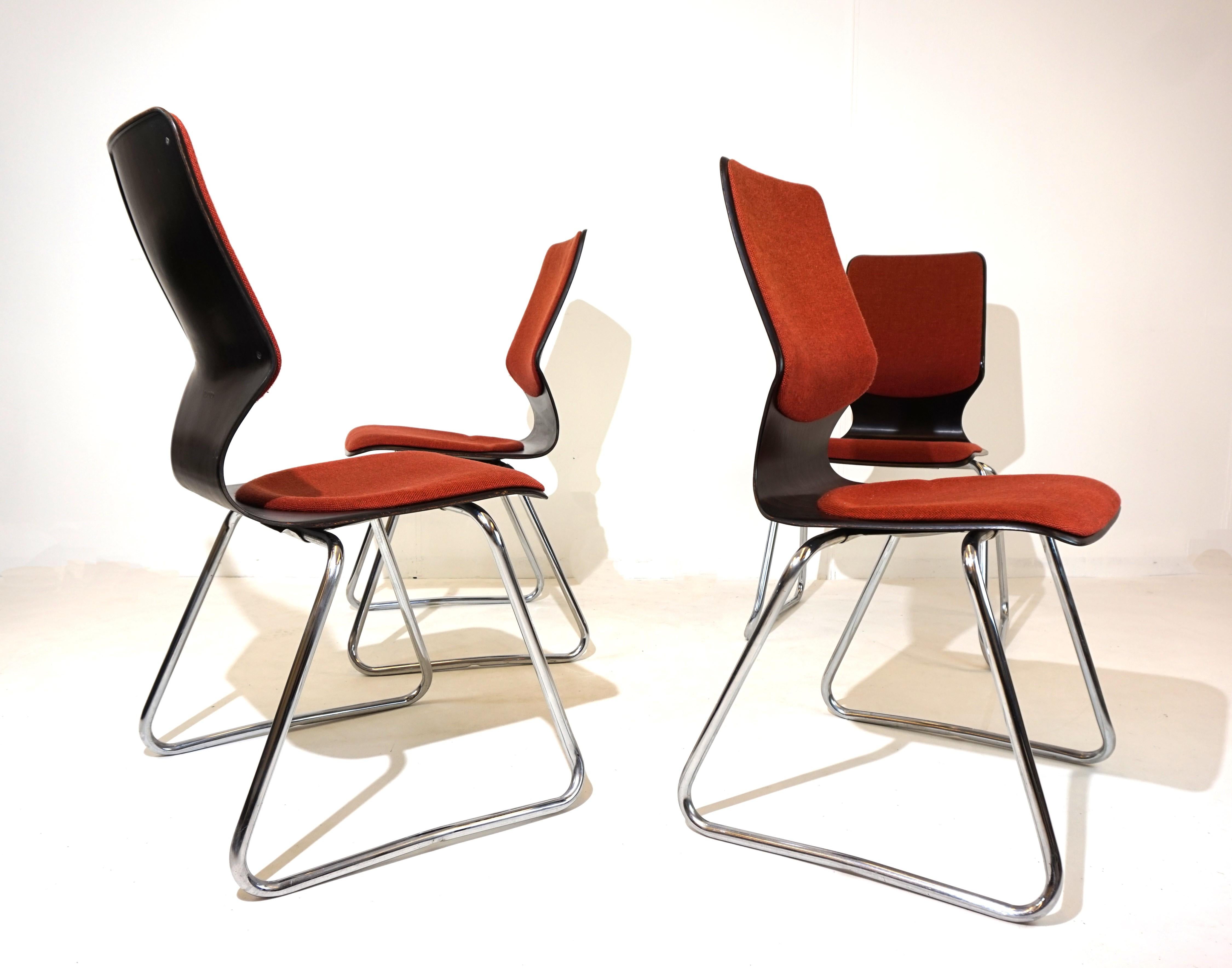 Flötotto set of 4 Pagholz chairs by Elmar Flötotto In Good Condition For Sale In Ludwigslust, DE
