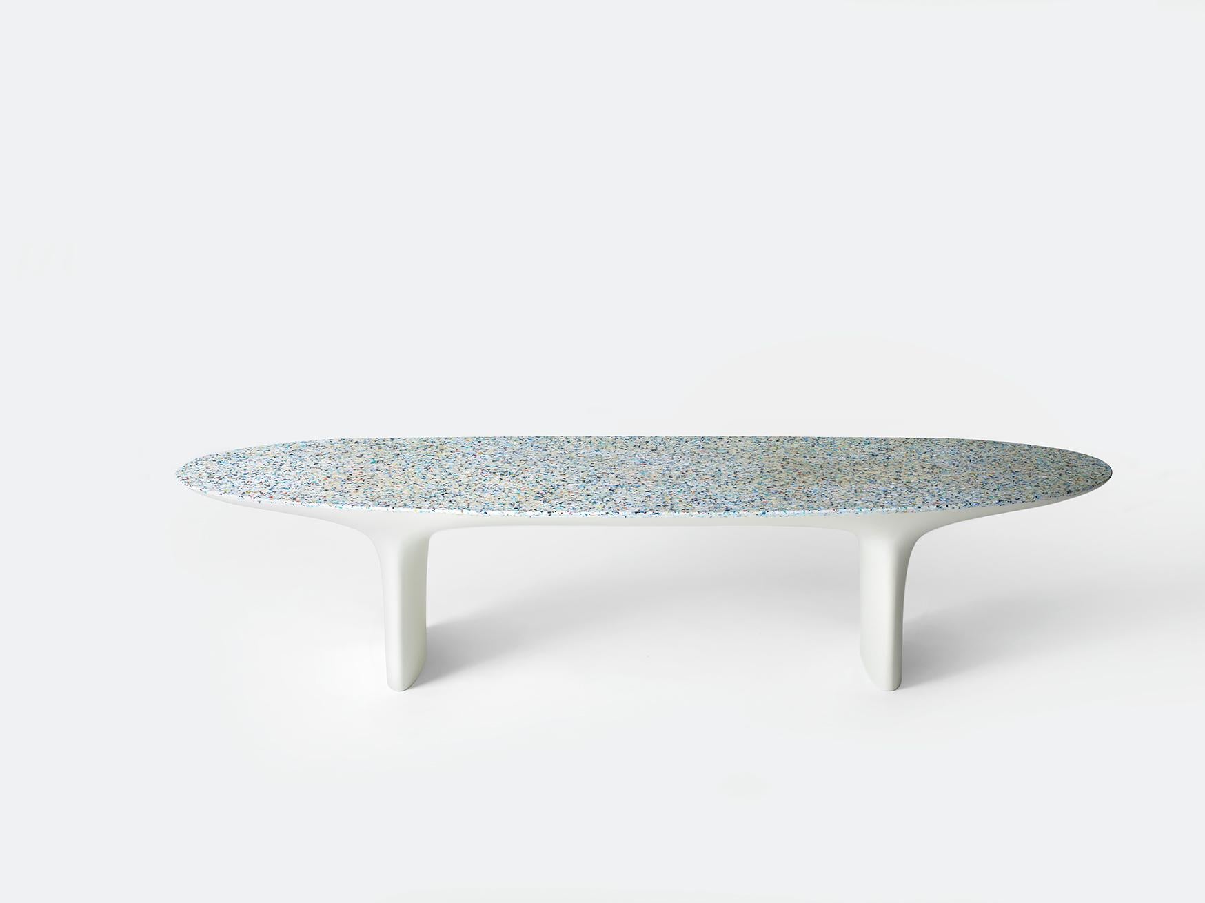 Resin Flotsam, White Cast Recycled Ocean Plastic Terrazzo Bench Seat by Brodie Neill For Sale