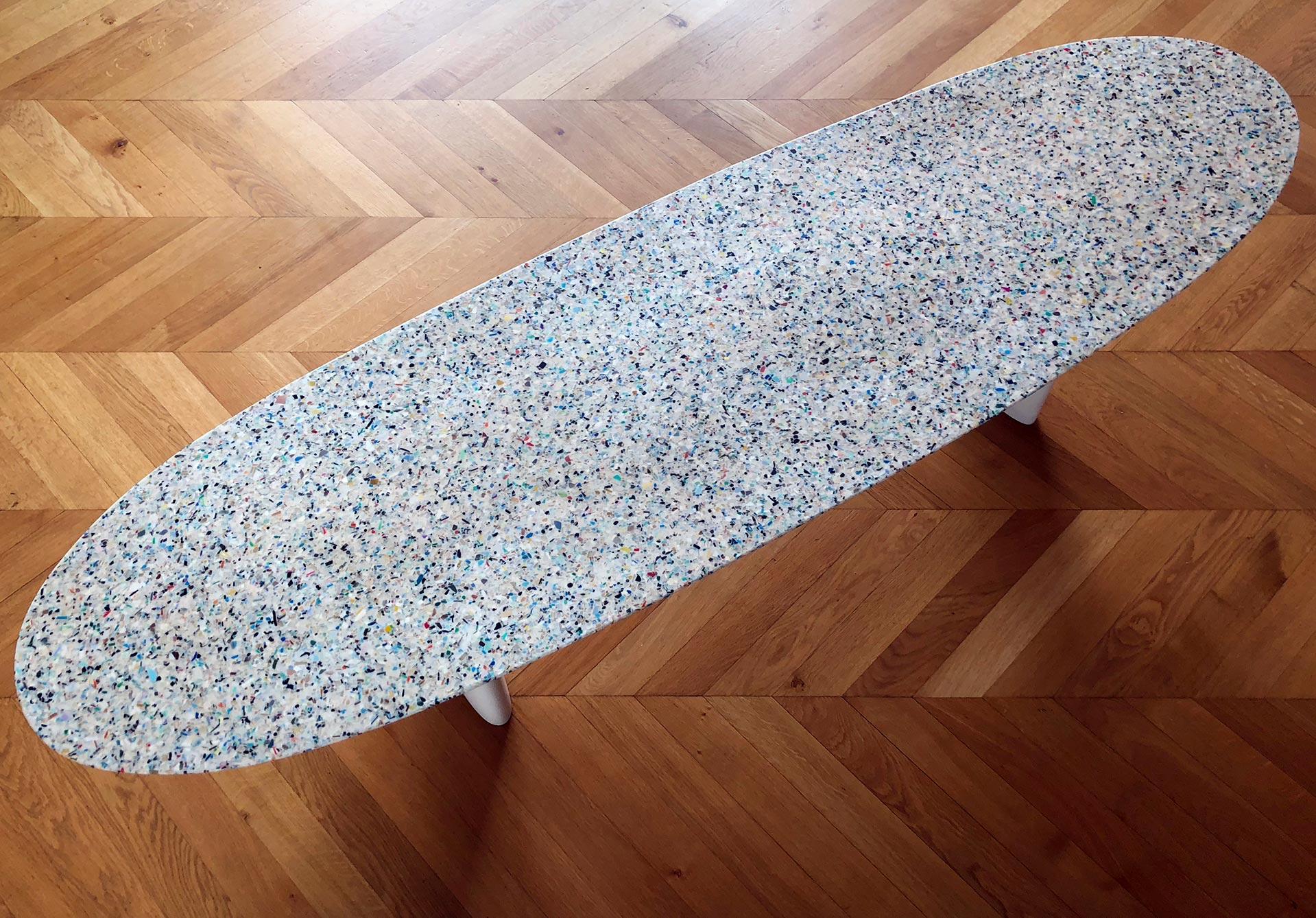 Flotsam, White Cast Recycled Ocean Plastic Terrazzo Bench Seat by Brodie Neill For Sale 1