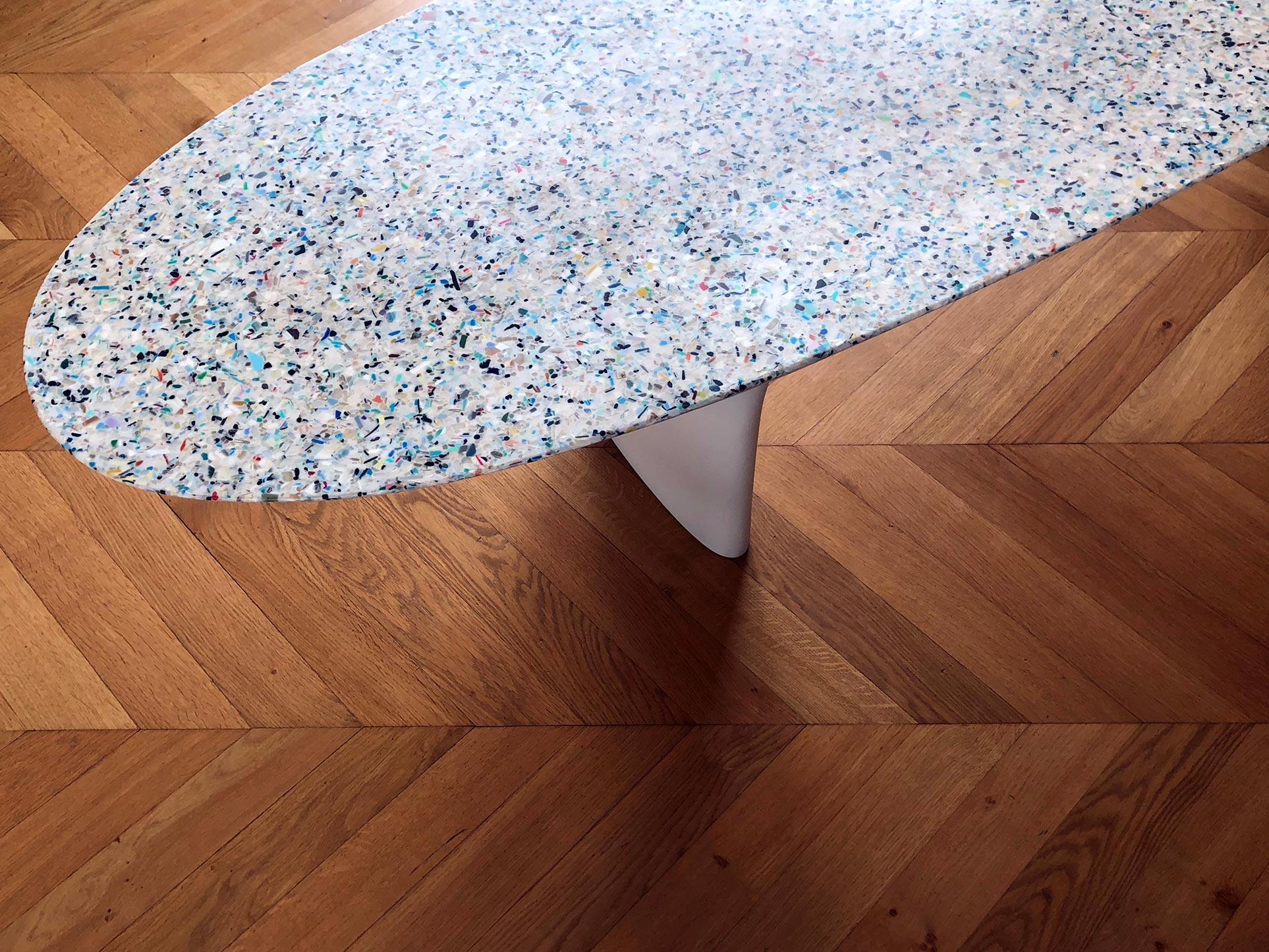 Flotsam, White Cast Recycled Ocean Plastic Terrazzo Bench Seat by Brodie Neill In New Condition For Sale In London, GB