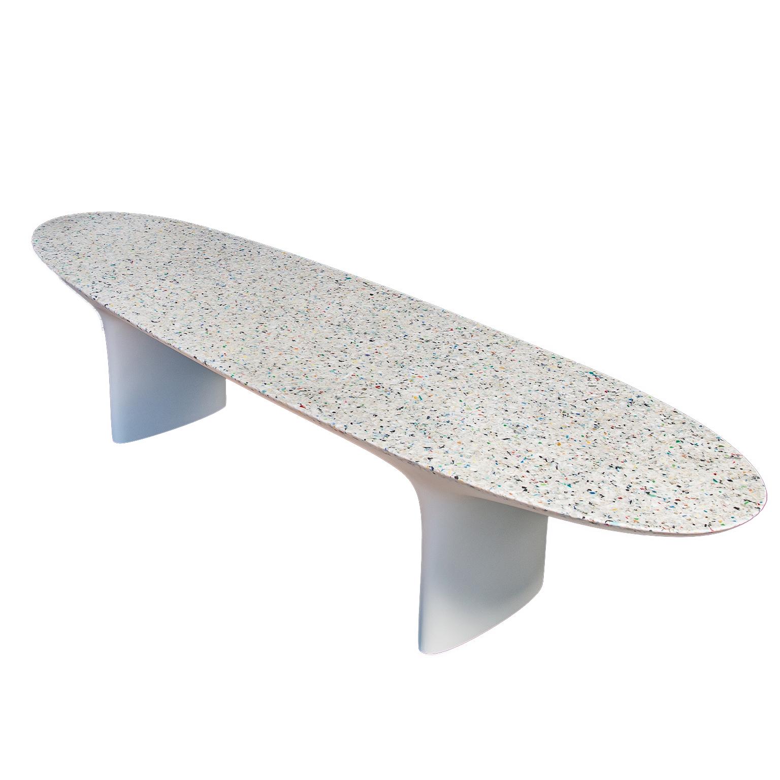 Flotsam, White Cast Recycled Ocean Plastic Terrazzo Bench Seat by Brodie Neill For Sale