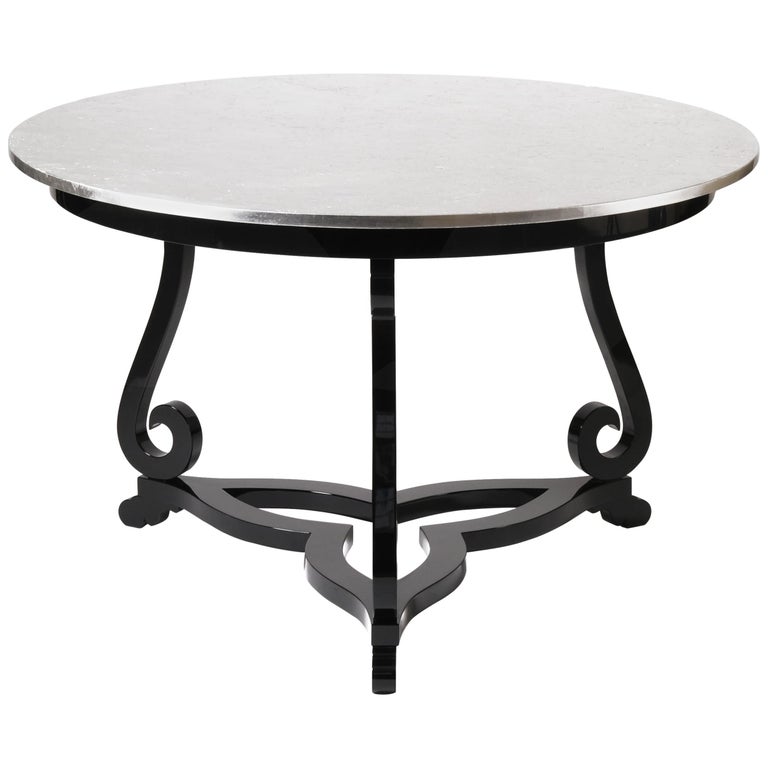 Flourish Pedestal Table With Silver Leaf Top For At 1stdibs Flourish Pedestal Table With Silver Leaf Top For