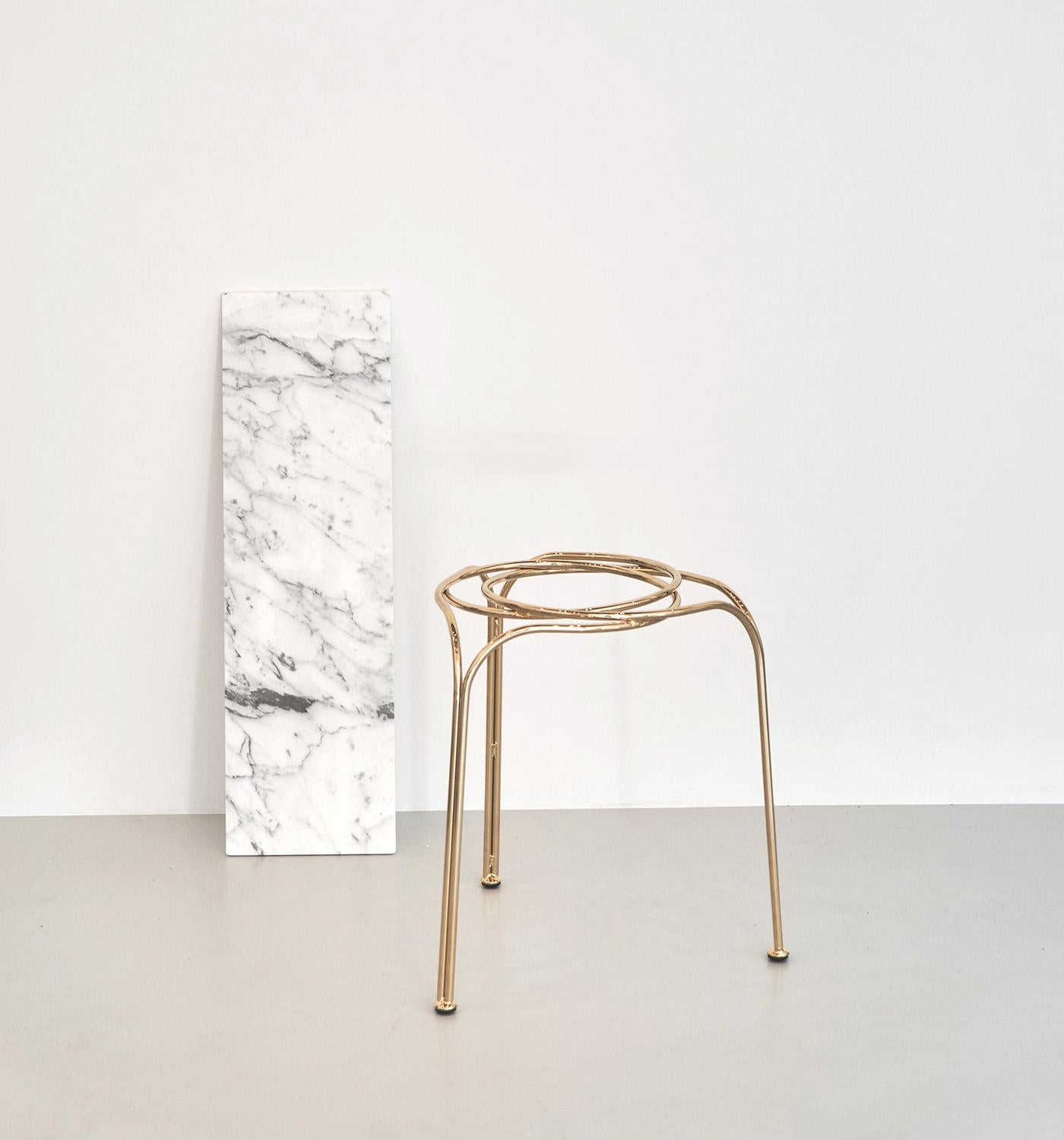 Flow Aureo Contemporary and Minimalist Gold Stool Made in Italy by LapiegaWD 1