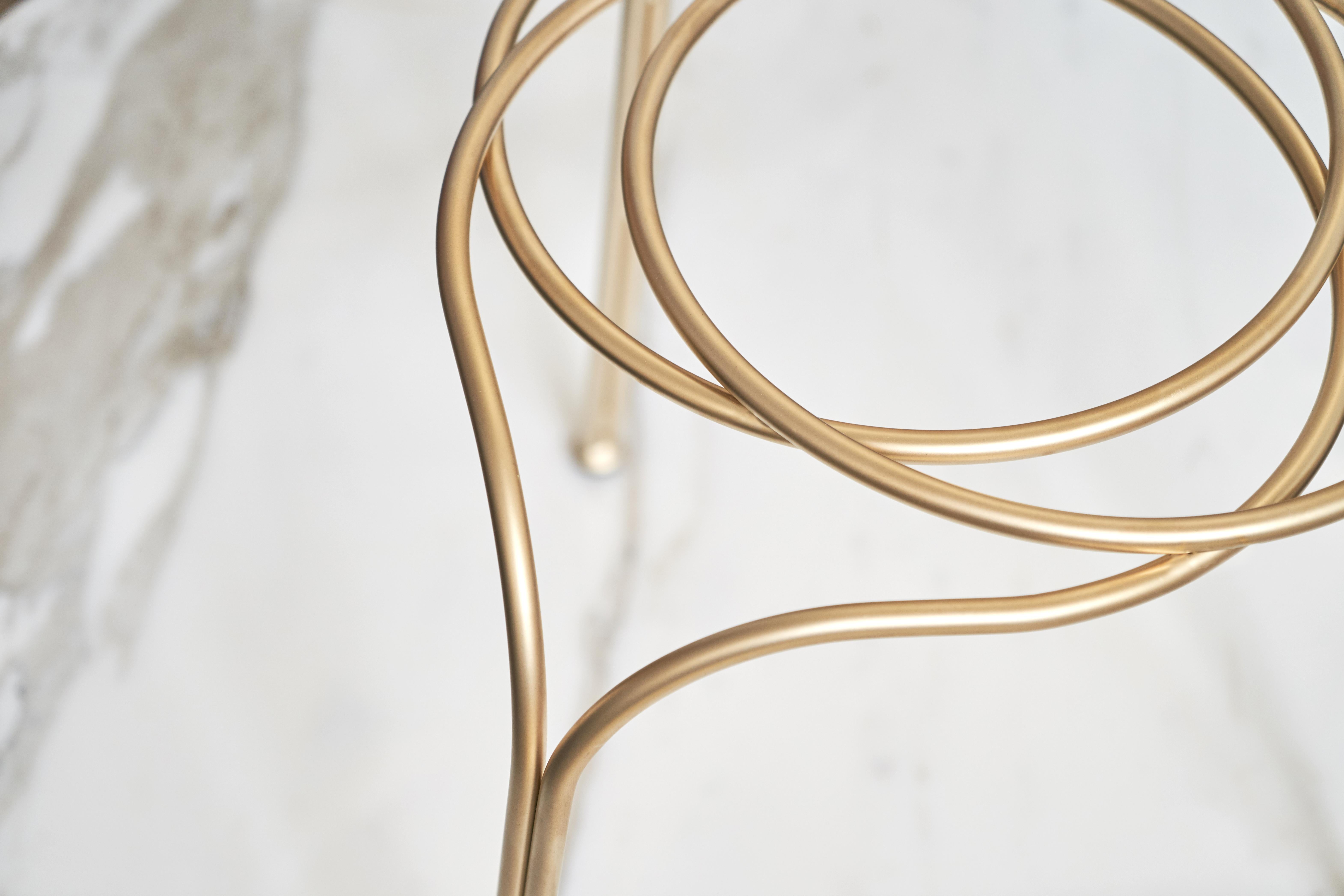Steel Flow Aureo Contemporary and Minimalist Gold Stool Made in Italy by LapiegaWD