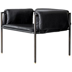 Flow Blackened Steel and Leather Armchair by ATRA