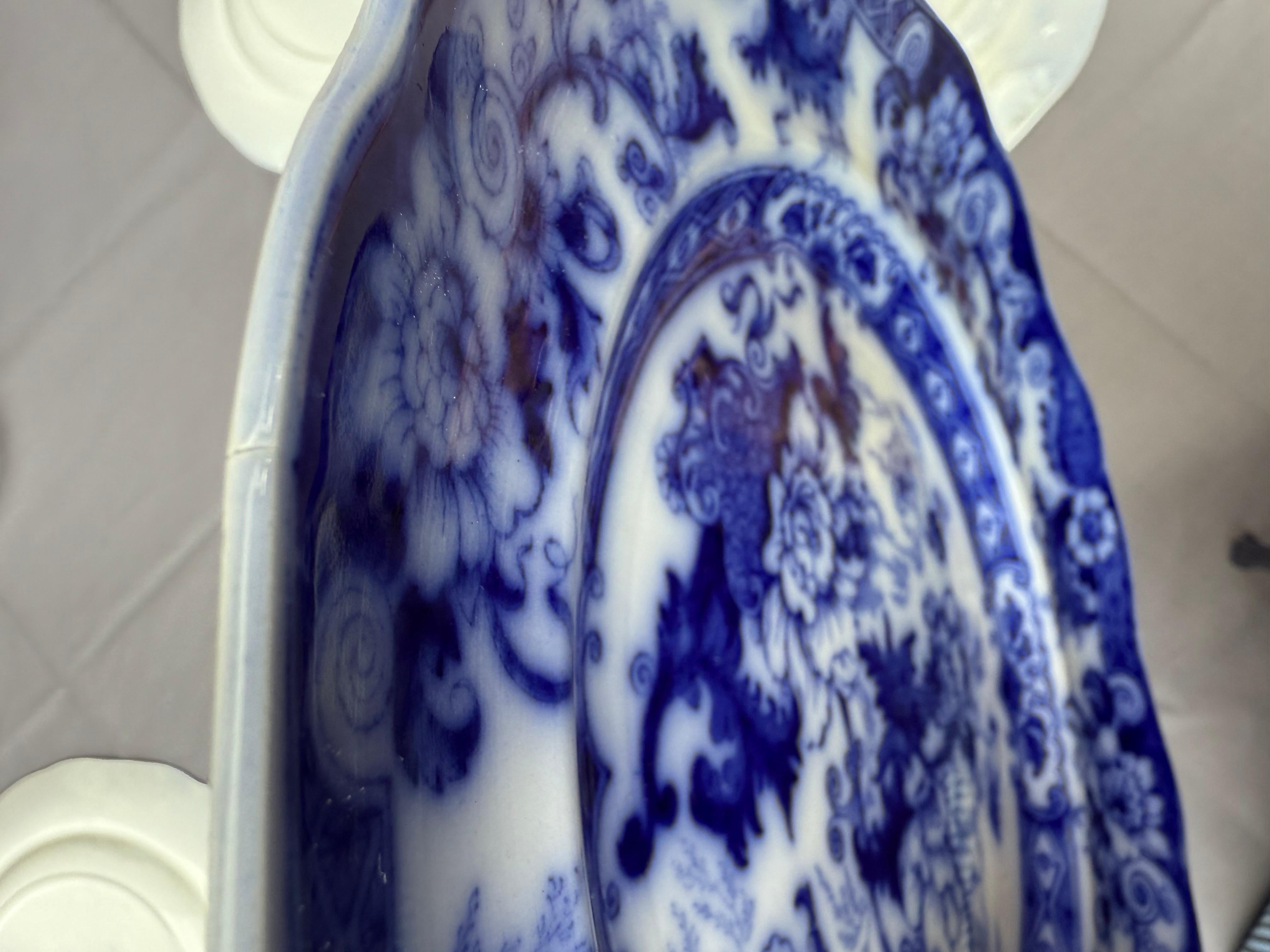 Flow Blue Six Porcelain Dinner Plate Royal Cauldon England Late 19th Century For Sale 14