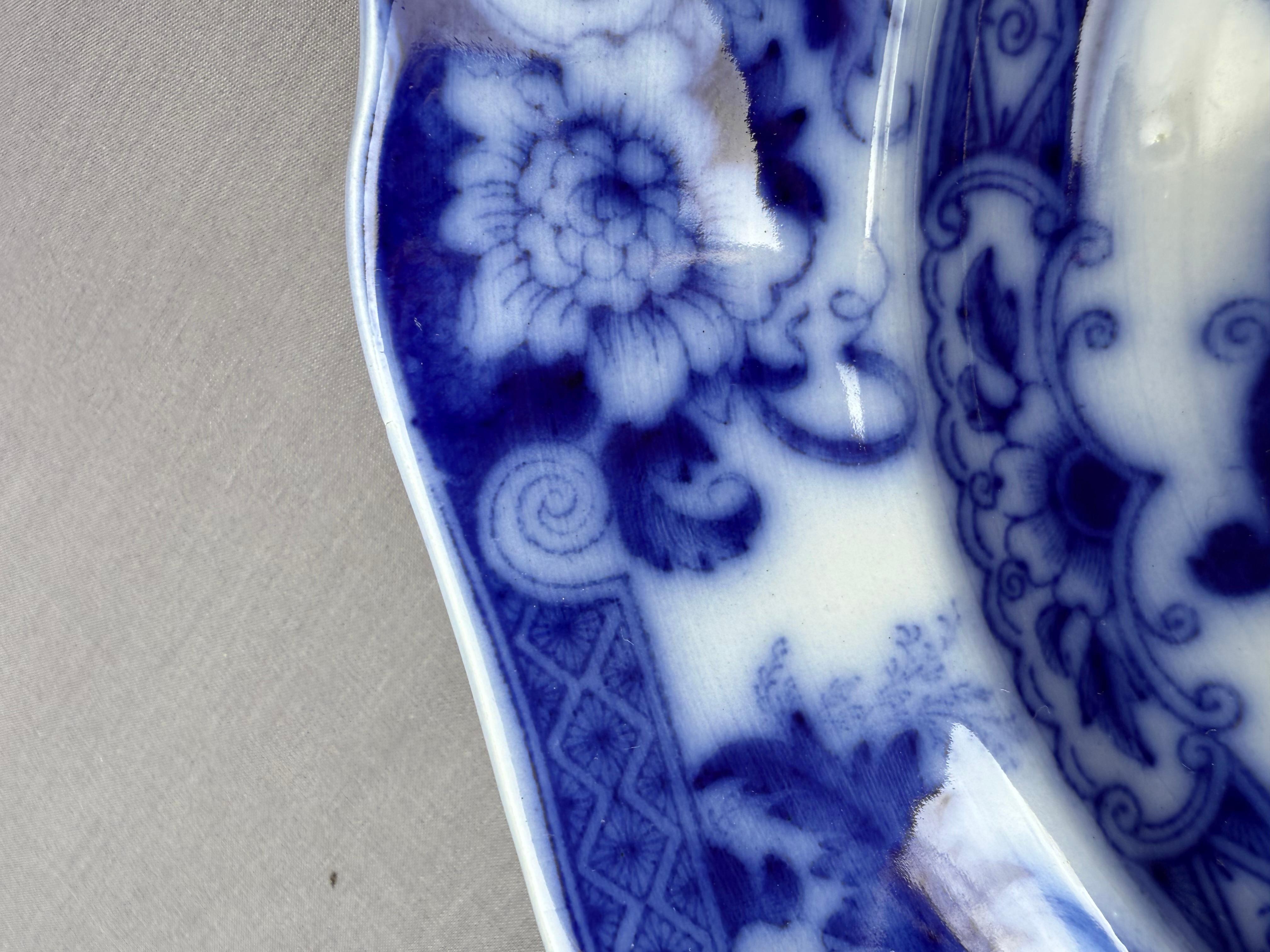 Flow Blue Six Porcelain Dinner Plate Royal Cauldon England Late 19th Century For Sale 15