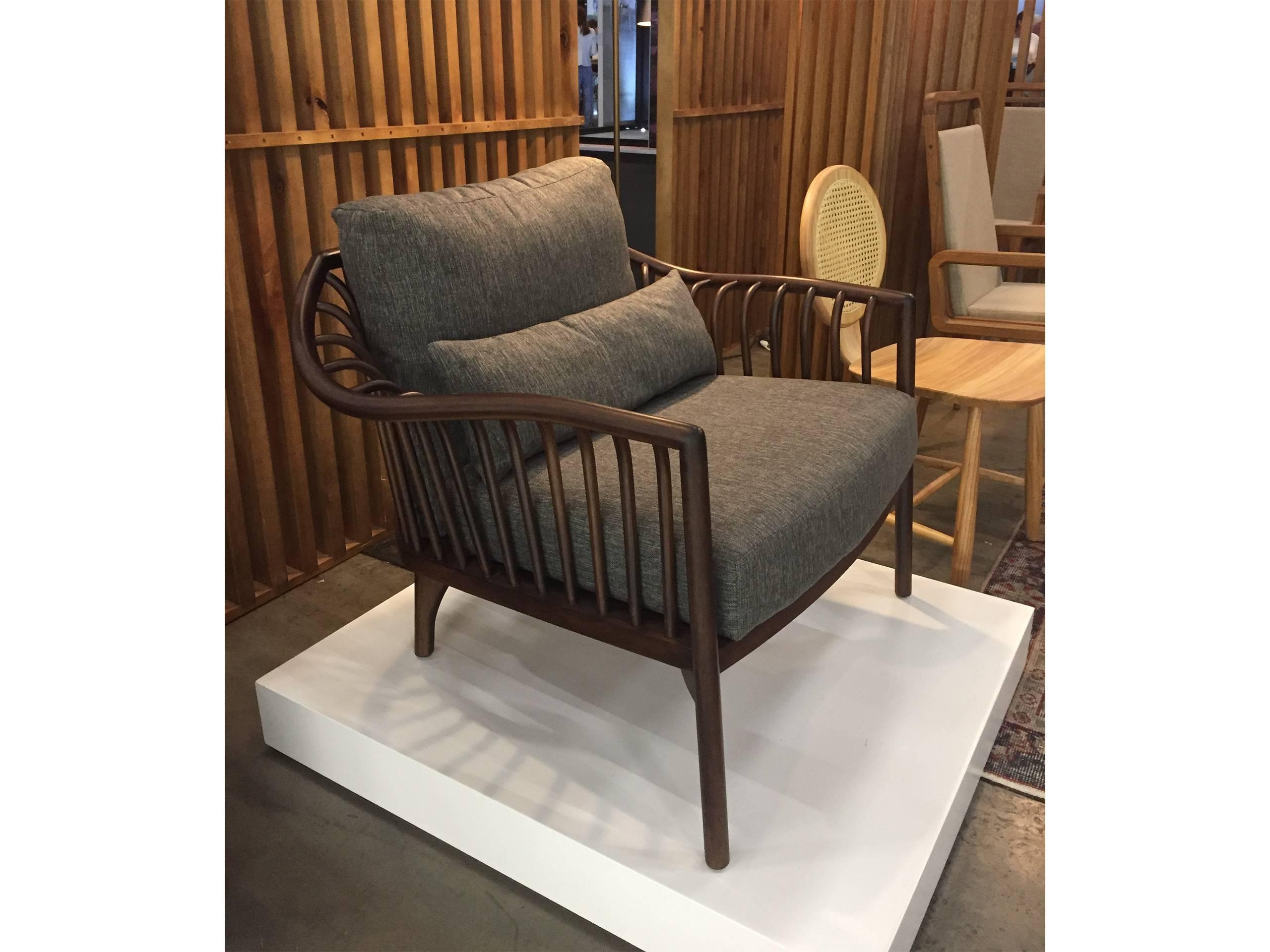 Fabric Flow Brazilian Contemporary Wood Armchair by Lattoog