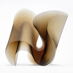 Flow Bronze, a Rich Brown Solid Cast Glass Sculpture by Karin Mørch