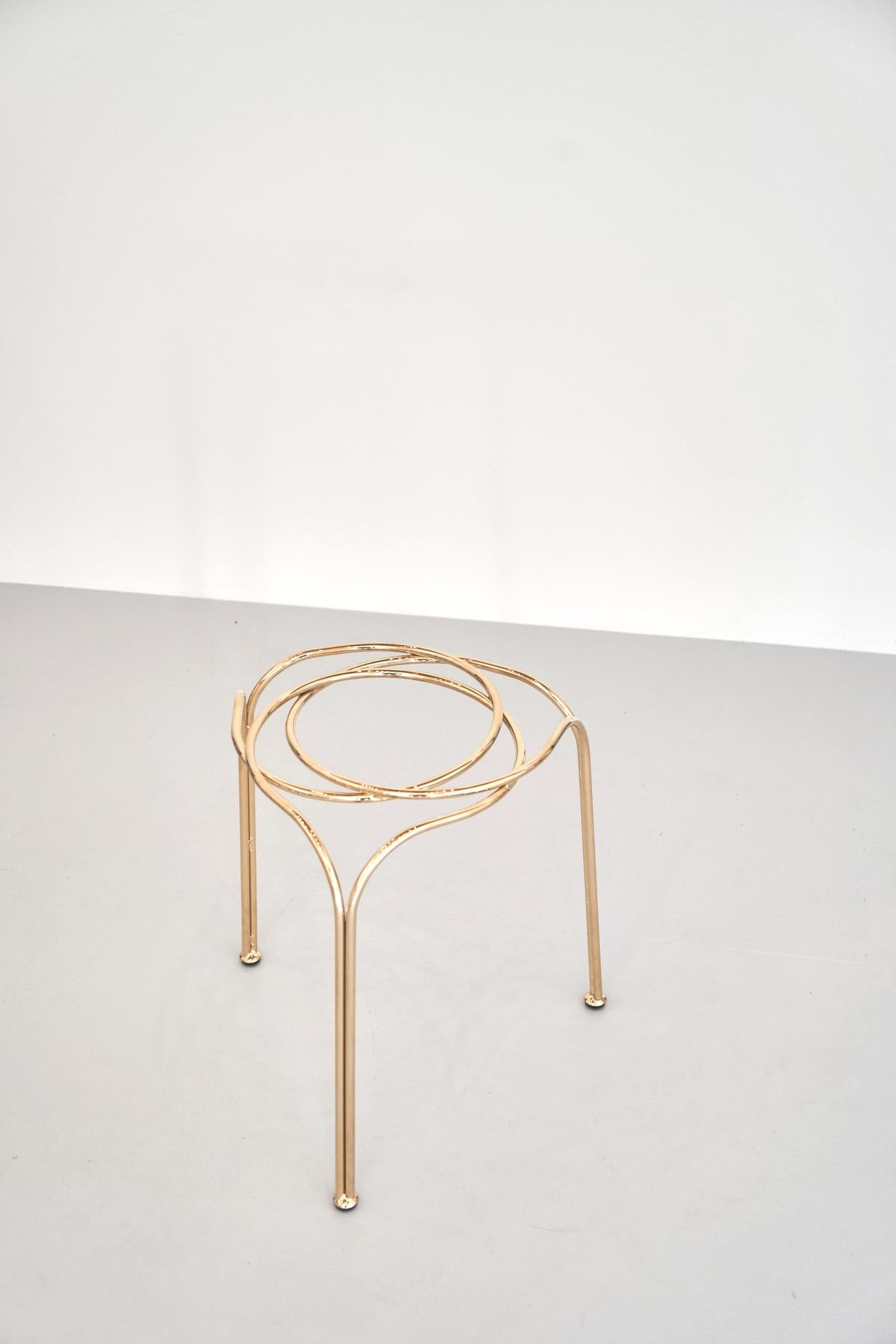 Flow Contemporary and Minimalist Gold Stool Made in Italy by LapiegaWD For Sale 3