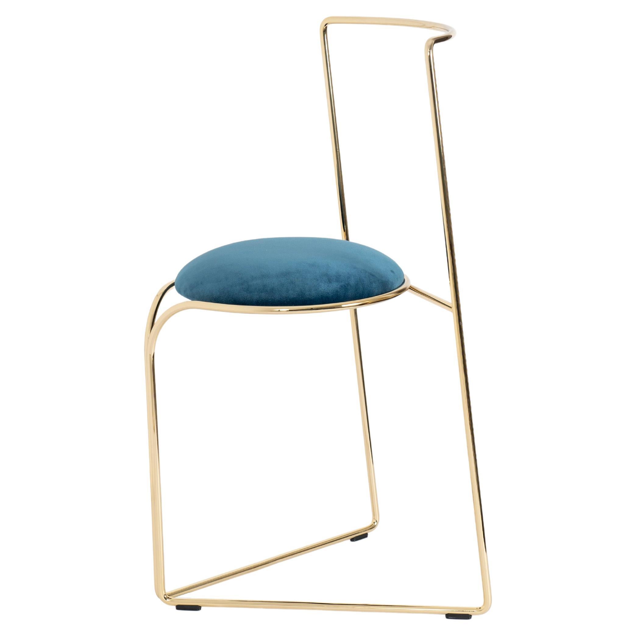 Flow Contemporary Chair Gold Blue by Enrico Girotti Made in Italy by LapiegaWD For Sale