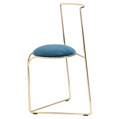 Flow Contemporary Chair Gold Blue by Enrico Girotti Made in Italy by LapiegaWD