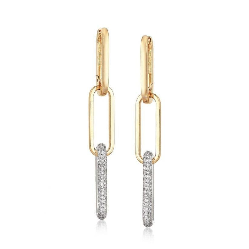 Flow Diamond 14K Yellow Gold Danglers Drop Earrings In New Condition For Sale In Los Angeles, CA
