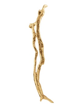 Flow Door Pull Right - Handcrafted Polished Brass - PullCast