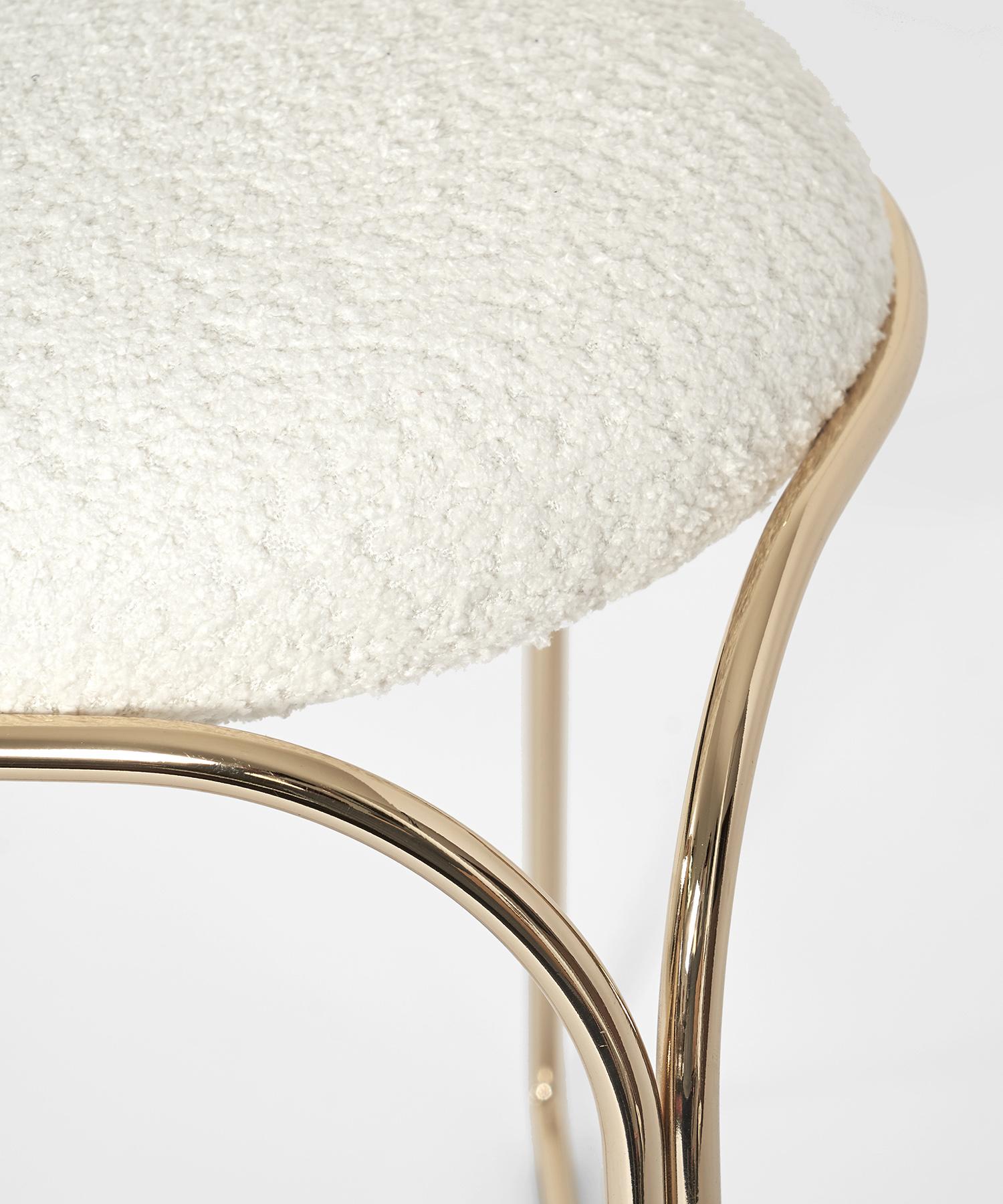 Minimalist Flow Gold Contemporary High Stool by Enrico Girotti Made in Italy by lapiegaWD For Sale