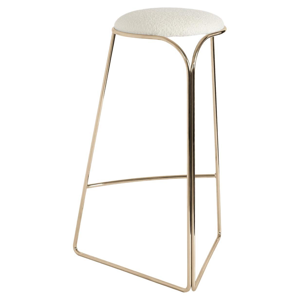 Flow Gold Contemporary High Stool by Enrico Girotti Made in Italy by lapiegaWD
