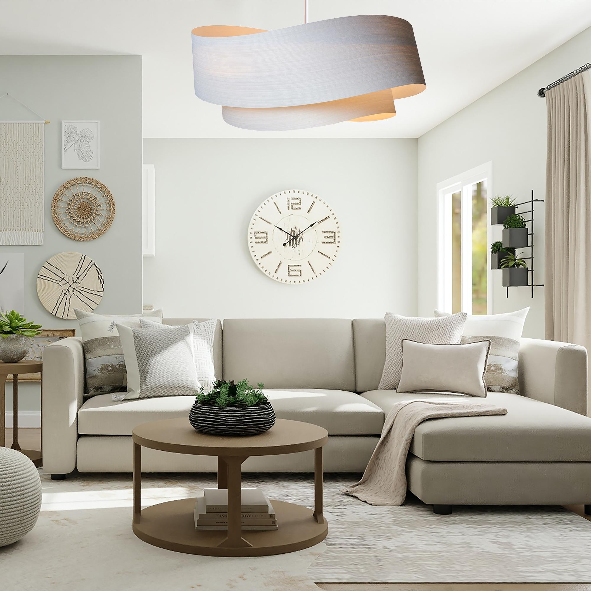 This stunning White ECO wood veneer pendant light is the perfect way to add a touch of nature and elegance to your home. Handcrafted from the finest White ECO wood veneer, each light is a unique work of art.

White ECO wood veneer is a premium