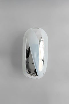 Flow Line III Contemporary Sculptural Silver and White Mirror by Homa