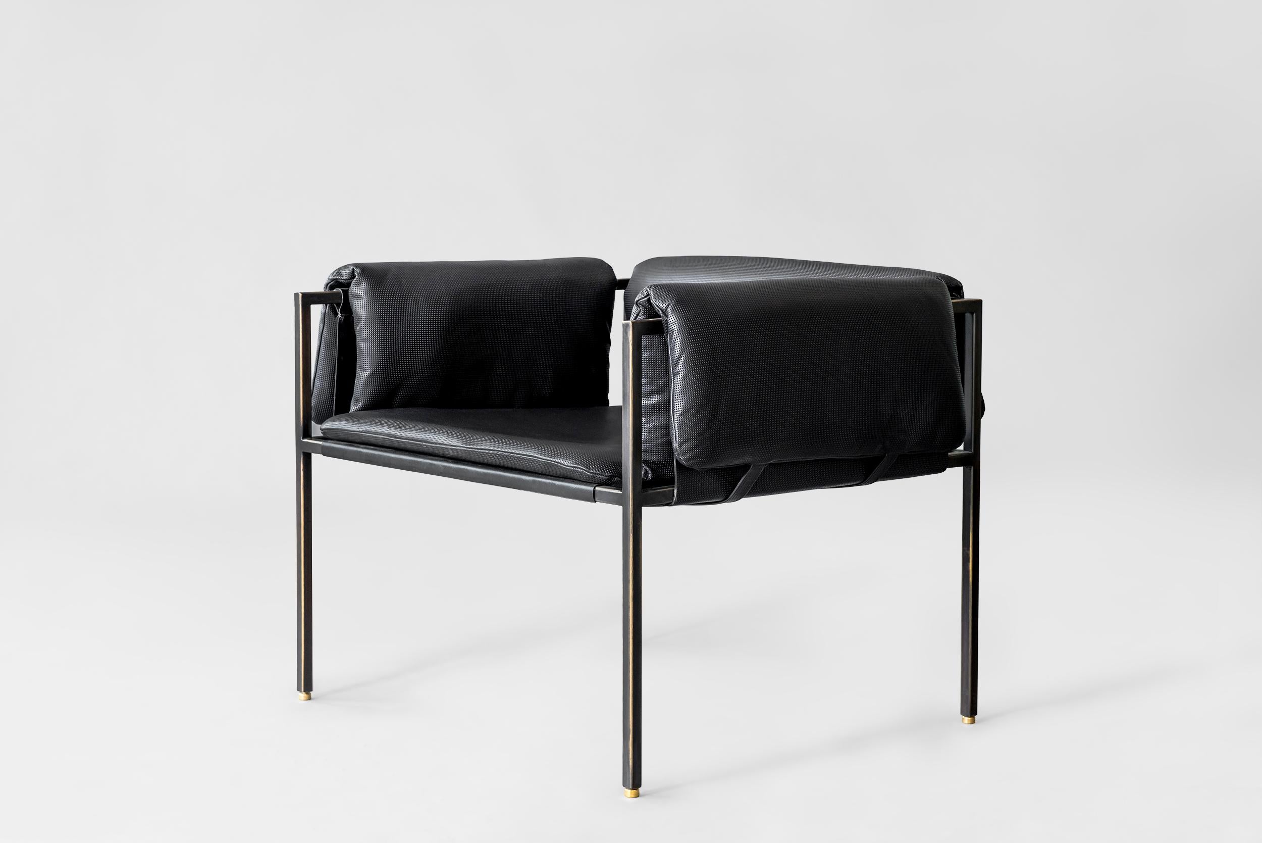 Flow lounge chair by Atra Design
Dimensions: D 75.5 x W 75.6 x H 60.2 cm
Materials: Lamborgini leather, blackened steel with brass caps

Atra Design
We are Atra, a furniture brand produced by Atra form a mexico city–based high end production
