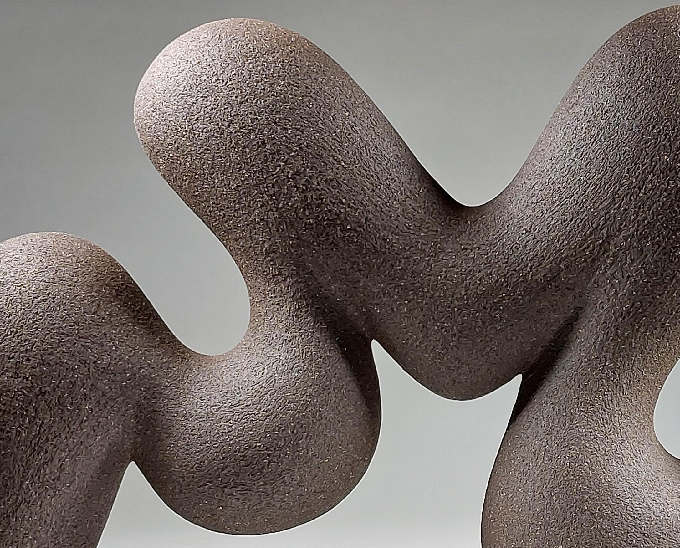 Flow No 2 - Abstrakte schwarze Keramik-Skulptur von Rachel Peters, UK, Vorrätig (Handgefertigt) im Angebot