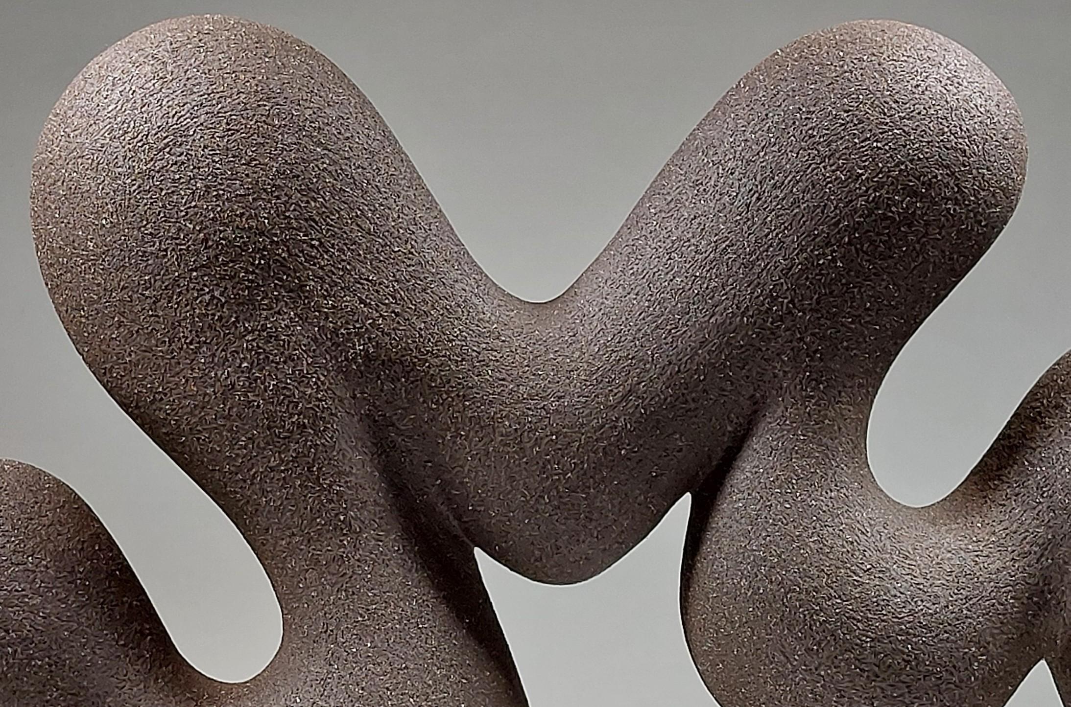 Flow No 2 - Abstrakte schwarze Keramik-Skulptur von Rachel Peters, UK, Vorrätig (21. Jahrhundert und zeitgenössisch) im Angebot