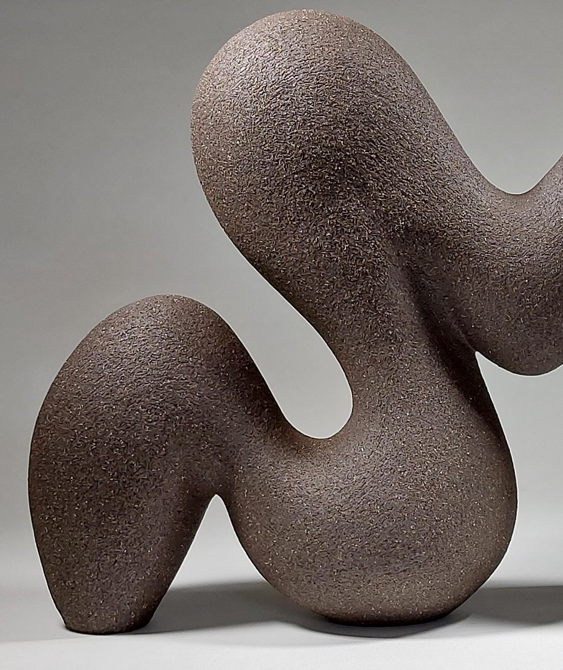 Flow No 2 - Abstrakte schwarze Keramik-Skulptur von Rachel Peters, UK, Vorrätig im Angebot 1