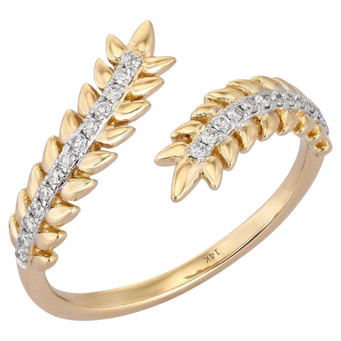 Anello in oro giallo 14 carati con diamanti "Diamond Flow" a incastonatura aperta, 0,14 carati