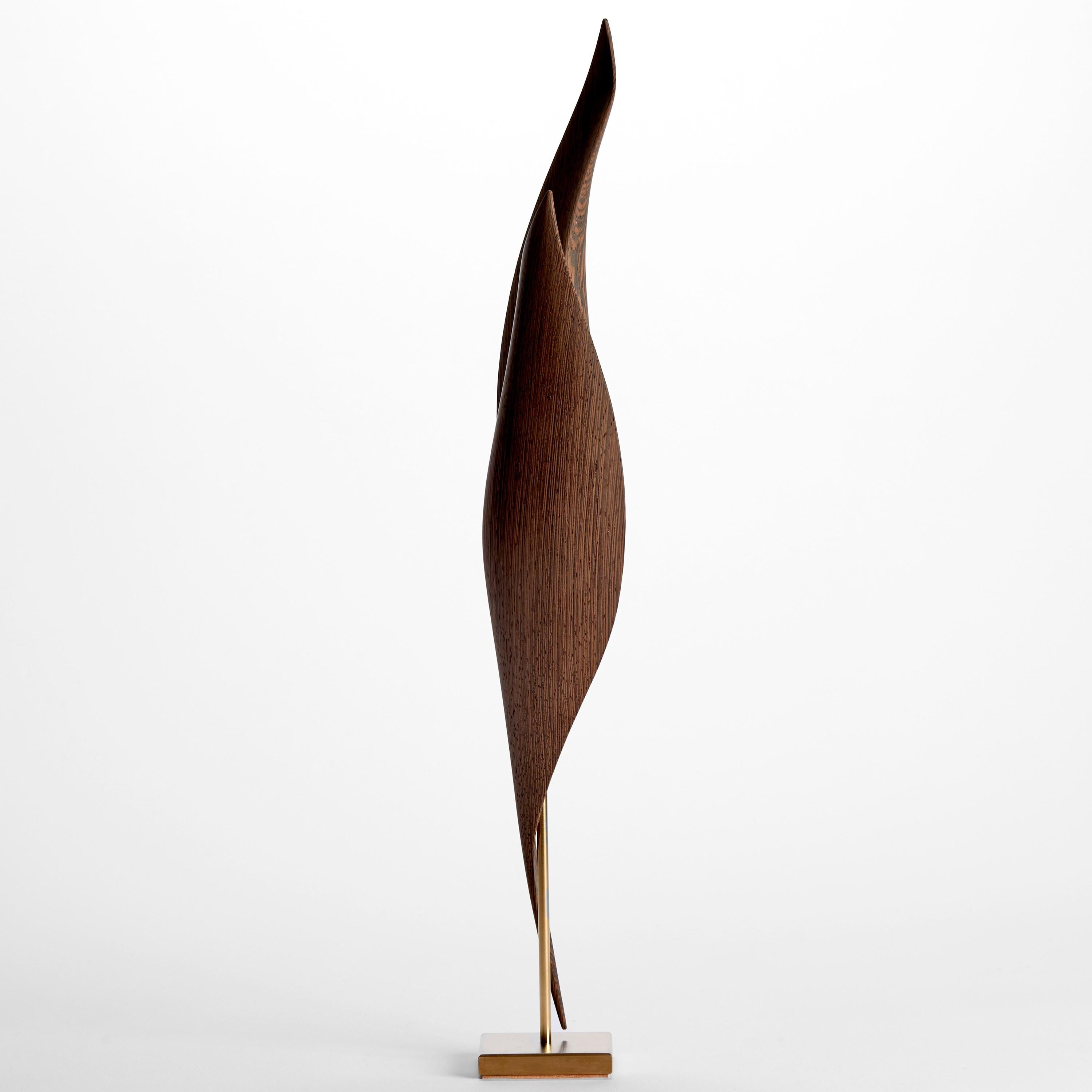 Organic Modern Flow Petit No 19, Wenge wood & gold mid-century inspired sculpture by Egeværk For Sale