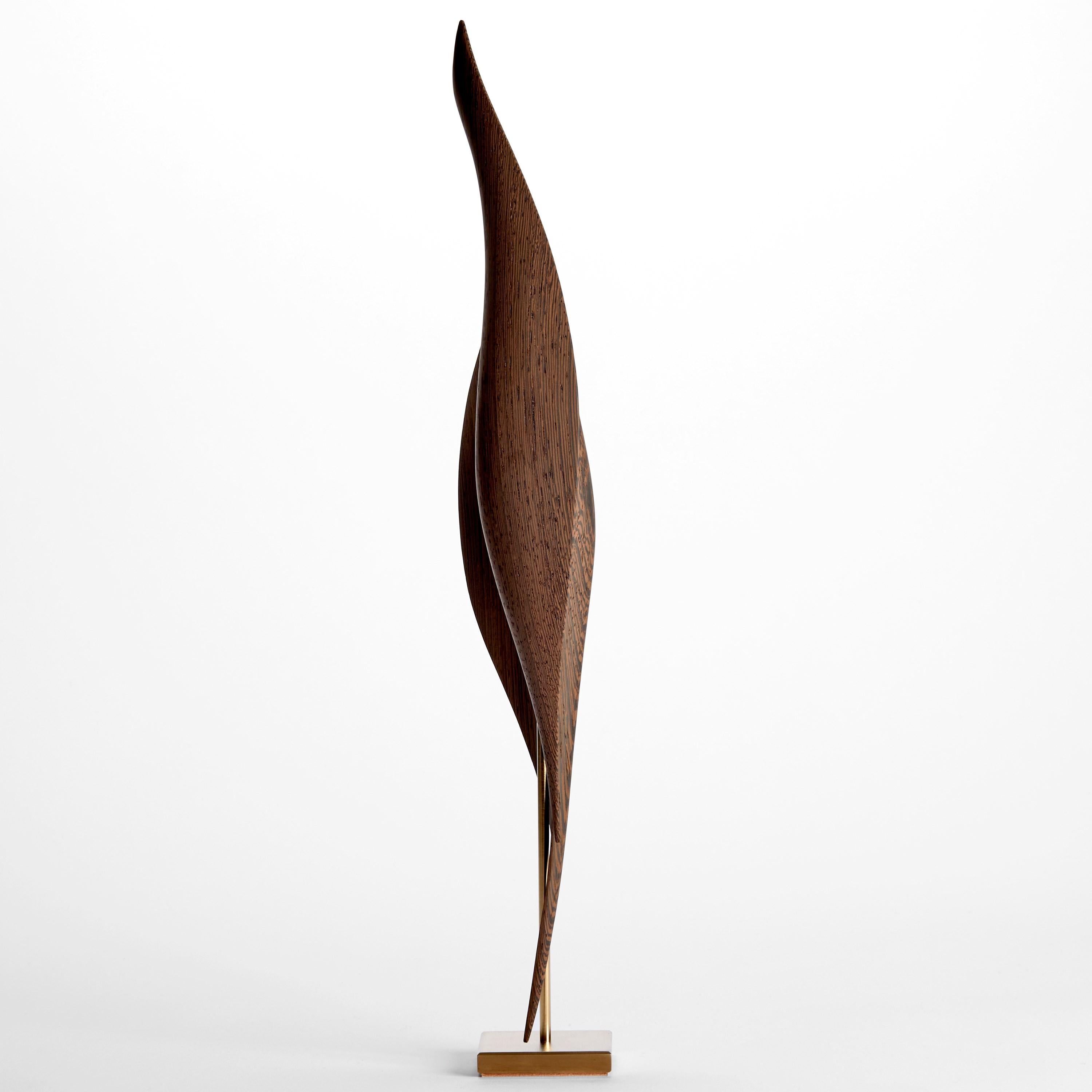 Hand-Crafted Flow Petit No 19, Wenge wood & gold mid-century inspired sculpture by Egeværk For Sale