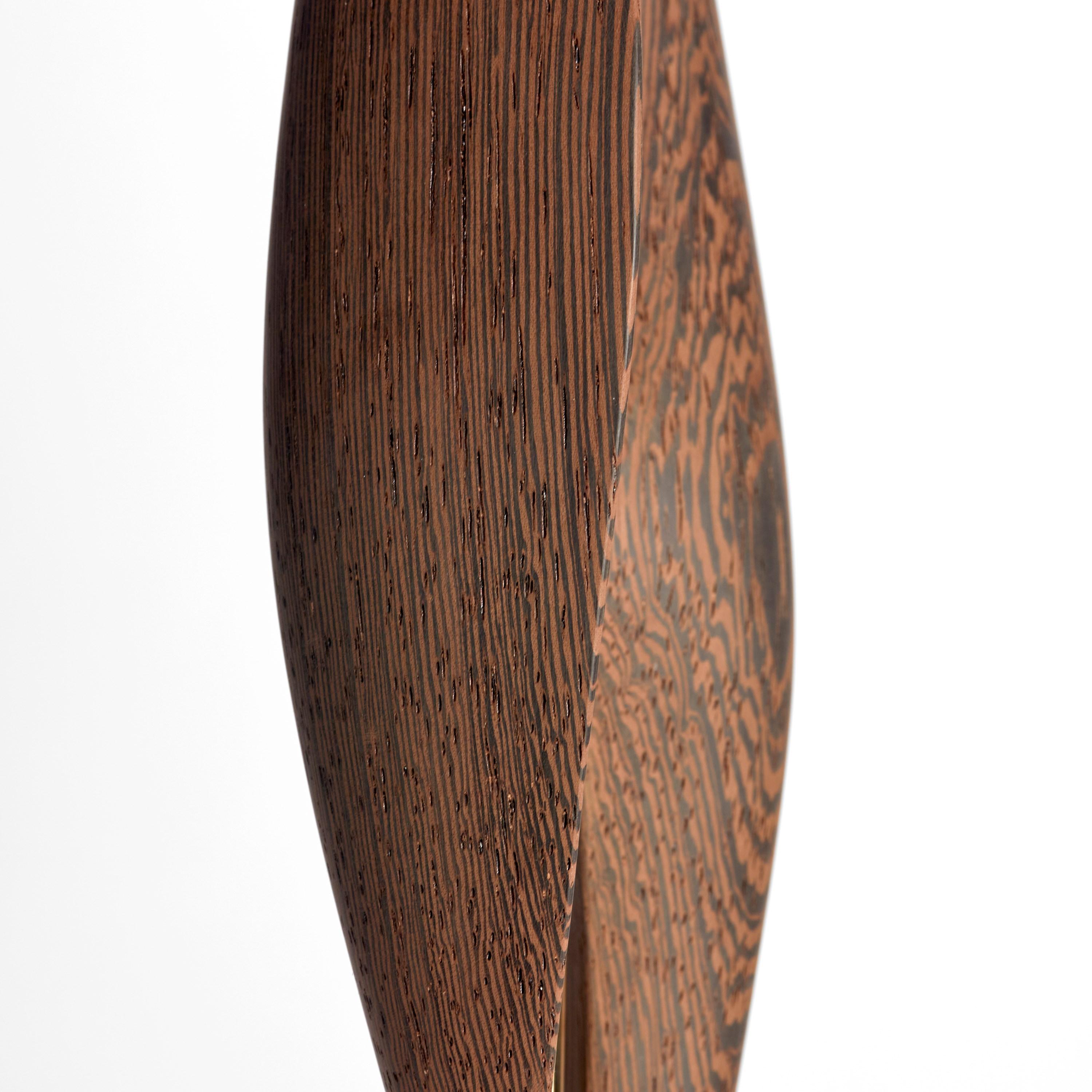 Flow Petit No 19, Wenge wood & gold mid-century inspired sculpture by Egeværk In New Condition For Sale In London, GB