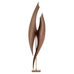 Flow Petit No 19, Wenge wood & gold mid-century inspired sculpture by Egeværk