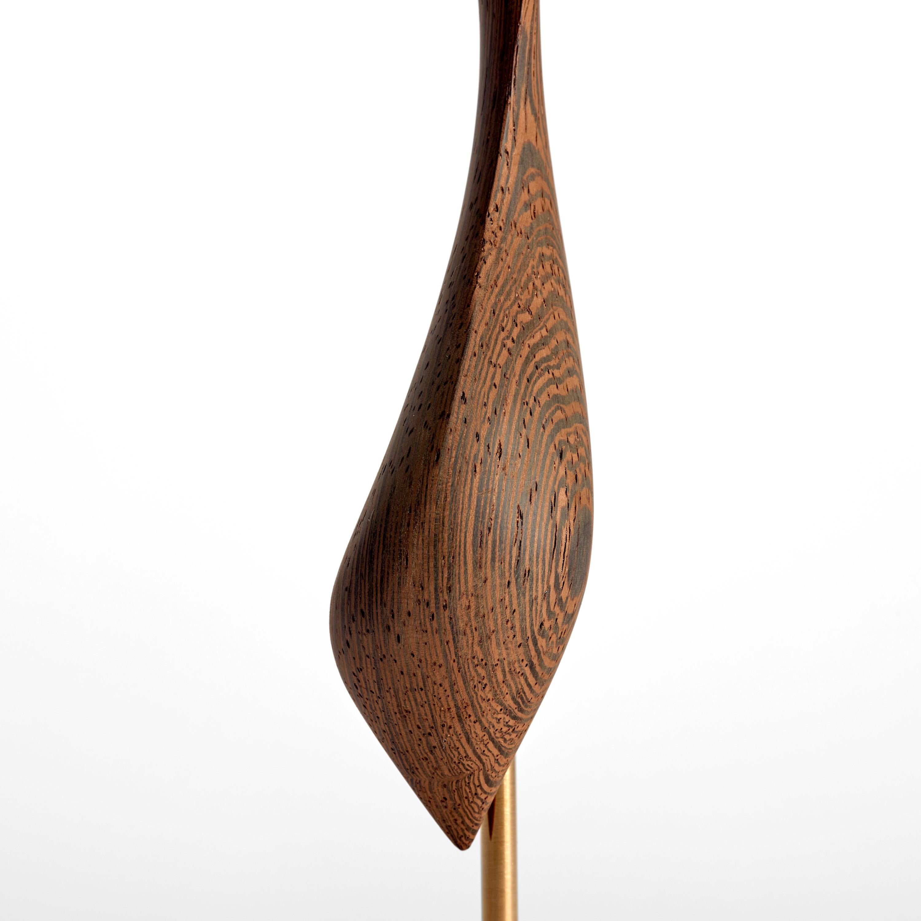 Flow Petit No 21, Wenge wood & gold abstract fluid mounted sculpture by Egeværk In New Condition For Sale In London, GB