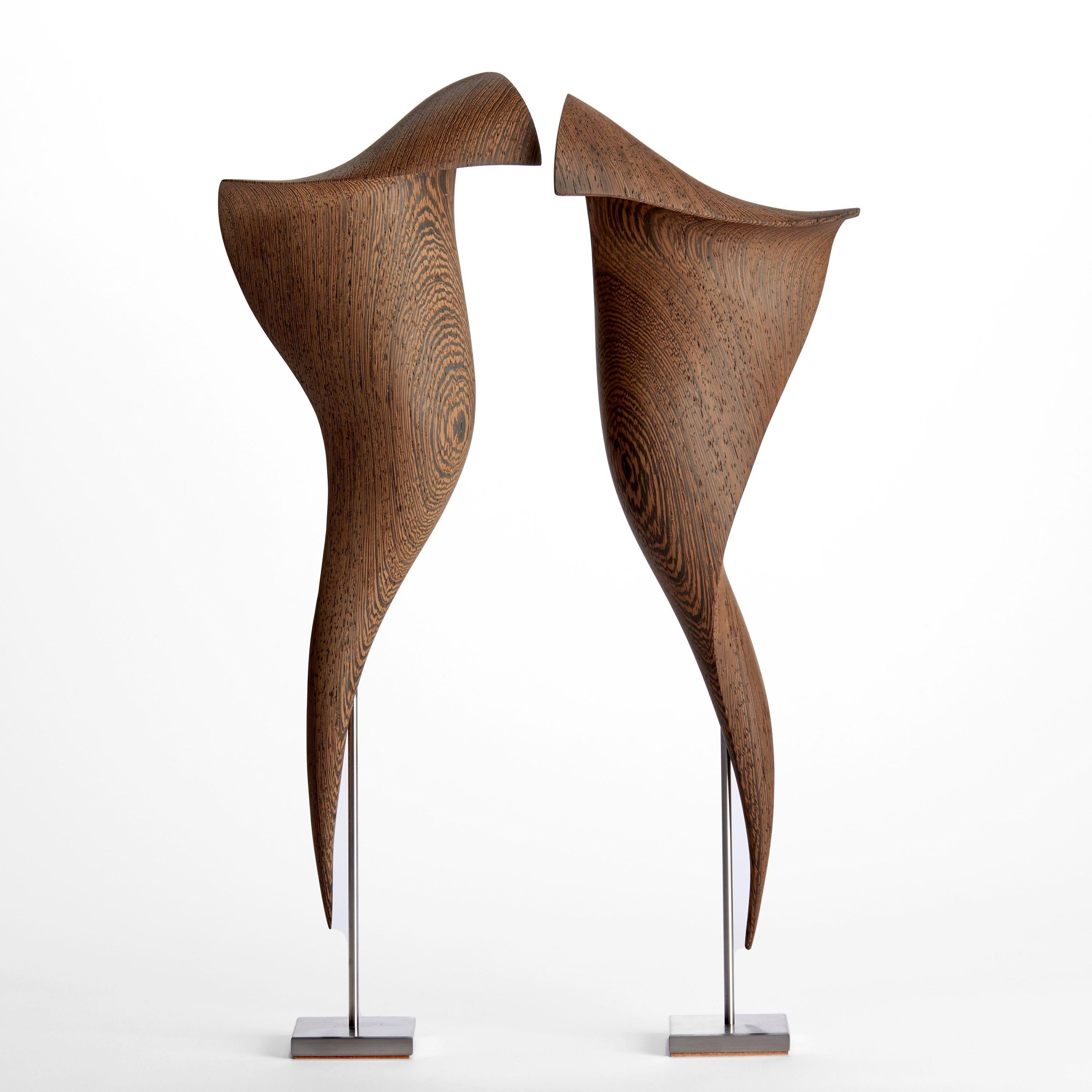 Flow Petit No 22, fluid abstract wooden sculpture by the Danish Studio Egeværk For Sale 1