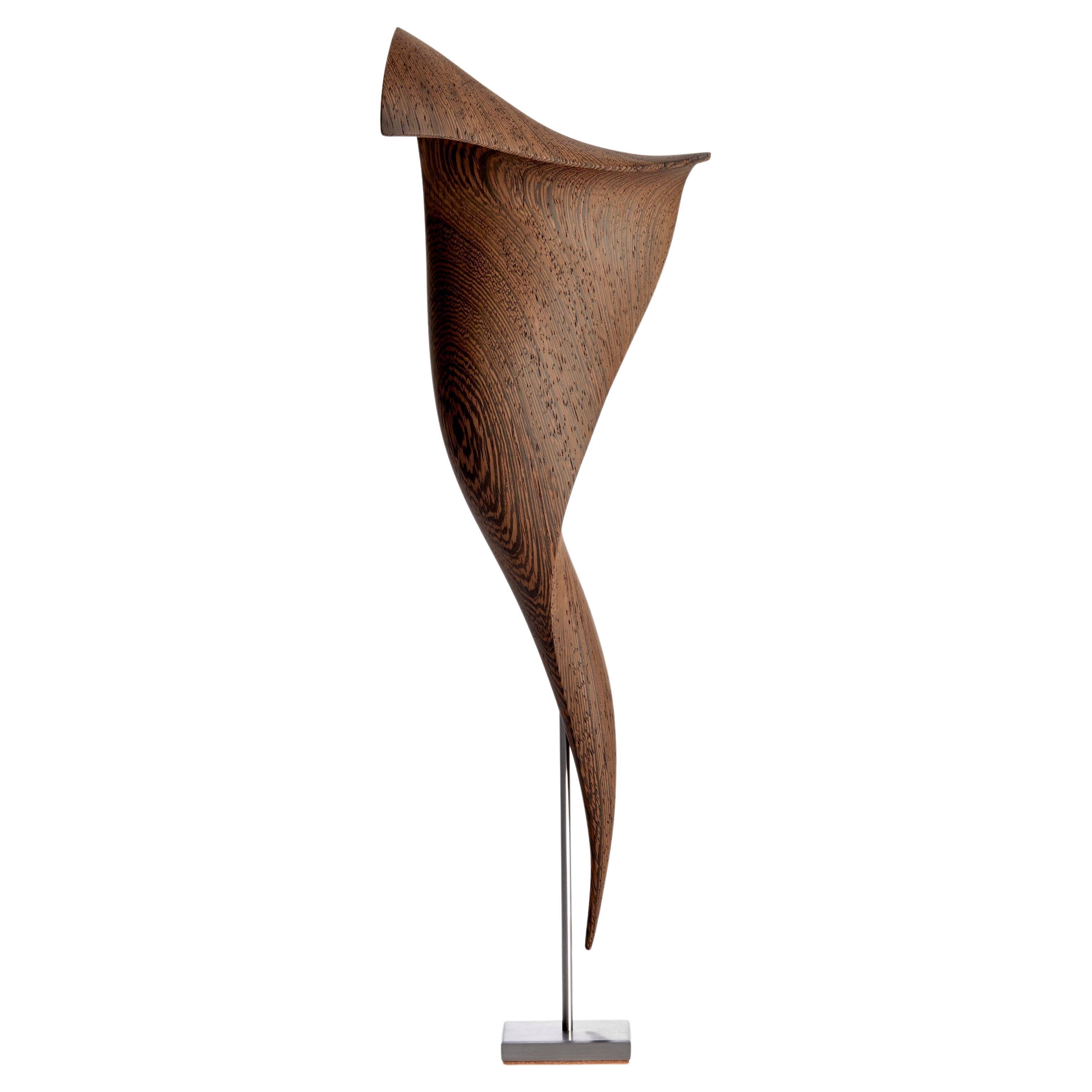 Flow Petit No 22, fluid abstract wooden sculpture by the Danish Studio Egeværk For Sale