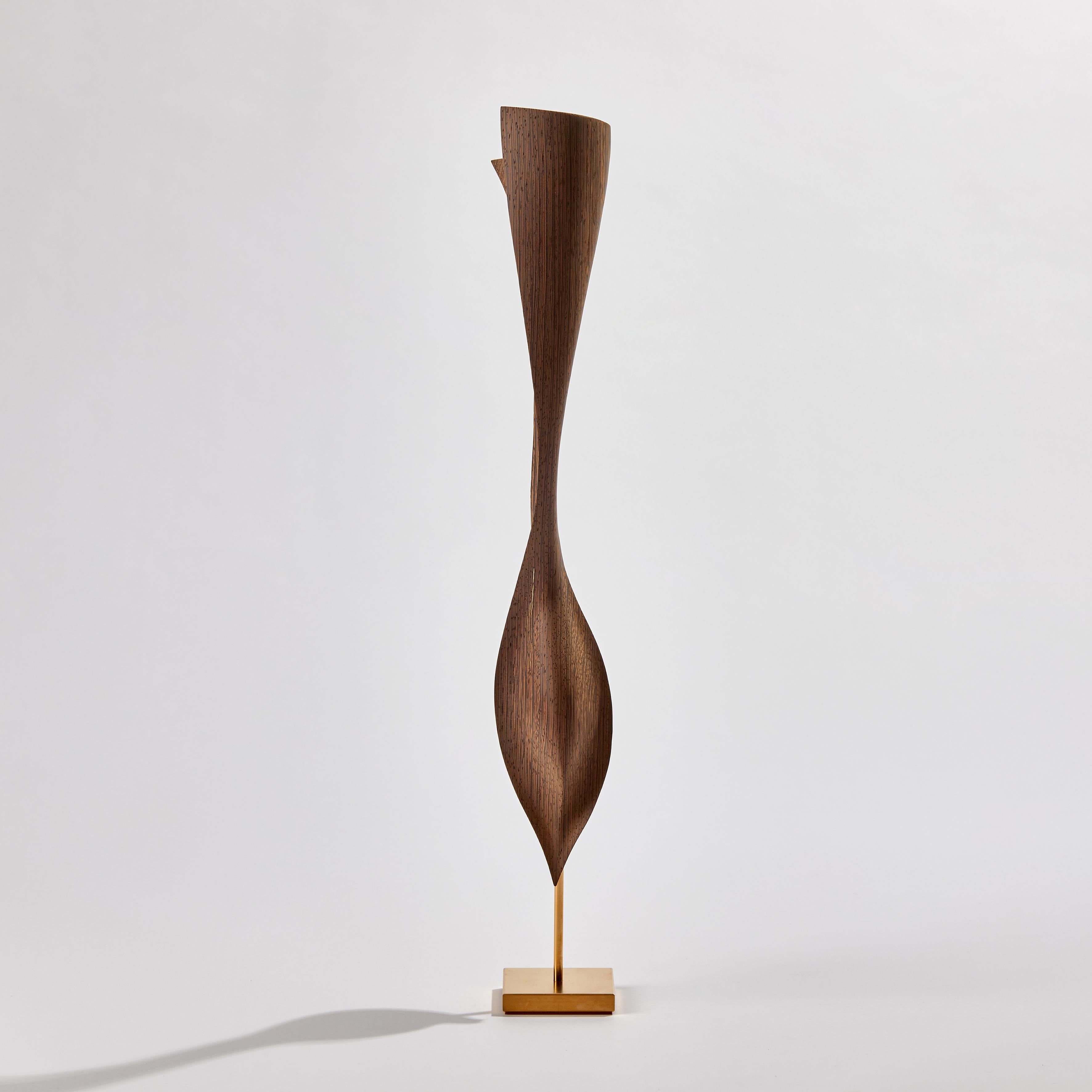 Gilt Flow Petit No 9, Abstract Wengé Wood Sculpture Inlayed with 24ct Gold by Egeværk