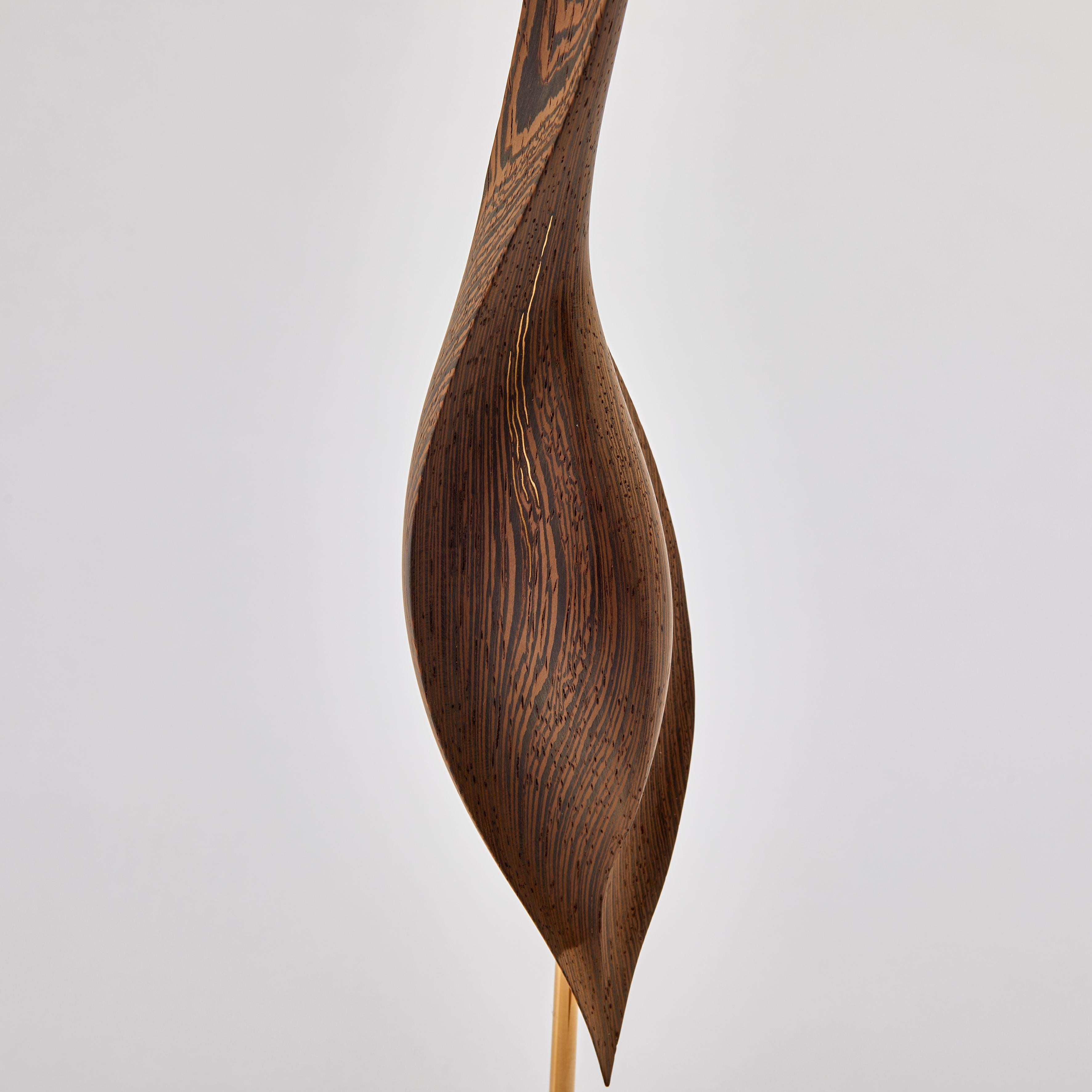 Flow Petit No 9, Abstract Wengé Wood Sculpture Inlayed with 24ct Gold by Egeværk In New Condition In London, GB