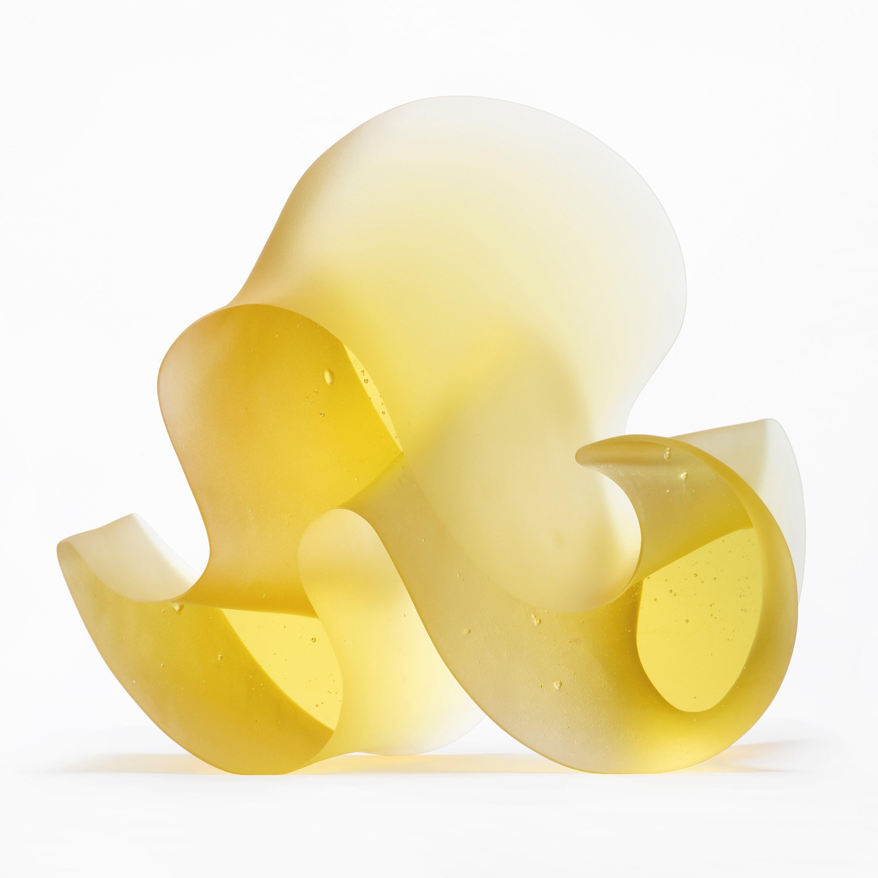 Flow Yellow, a Bright Gold / Yellow Solid Cast Glass Sculpture by Karin Mørch In New Condition For Sale In London, GB