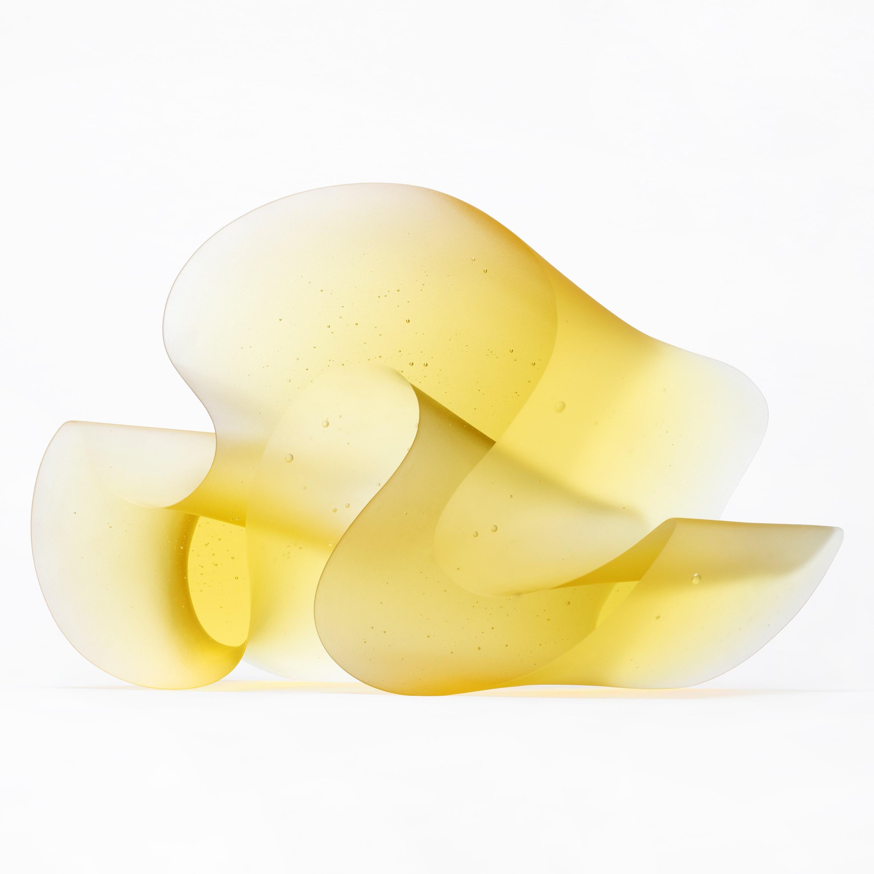 Flow Yellow, a Bright Gold / Yellow Solid Cast Glass Sculpture by Karin Mørch For Sale 2