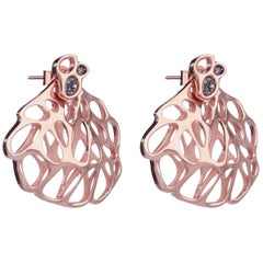 FLOWEN Sterling Silver Aoda Studs and Earjackets in Rose Gold and Grey Diamonds