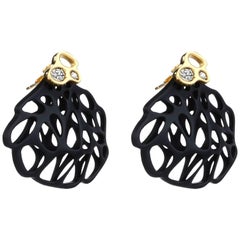 FLOWEN Sterling Silver Aoda Studs EarJackets in Gold, Diamonds and Black Gommato