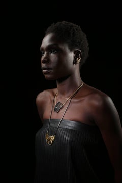 FLOWEN Sterling Silver Eyra Ear Crawler Earring in 18K Gold and Black Diamonds