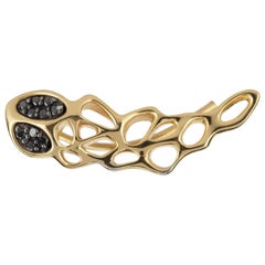 FLOWEN Boucles d'oreilles Eyra en argent sterling, or 18 carats et diamants noirs