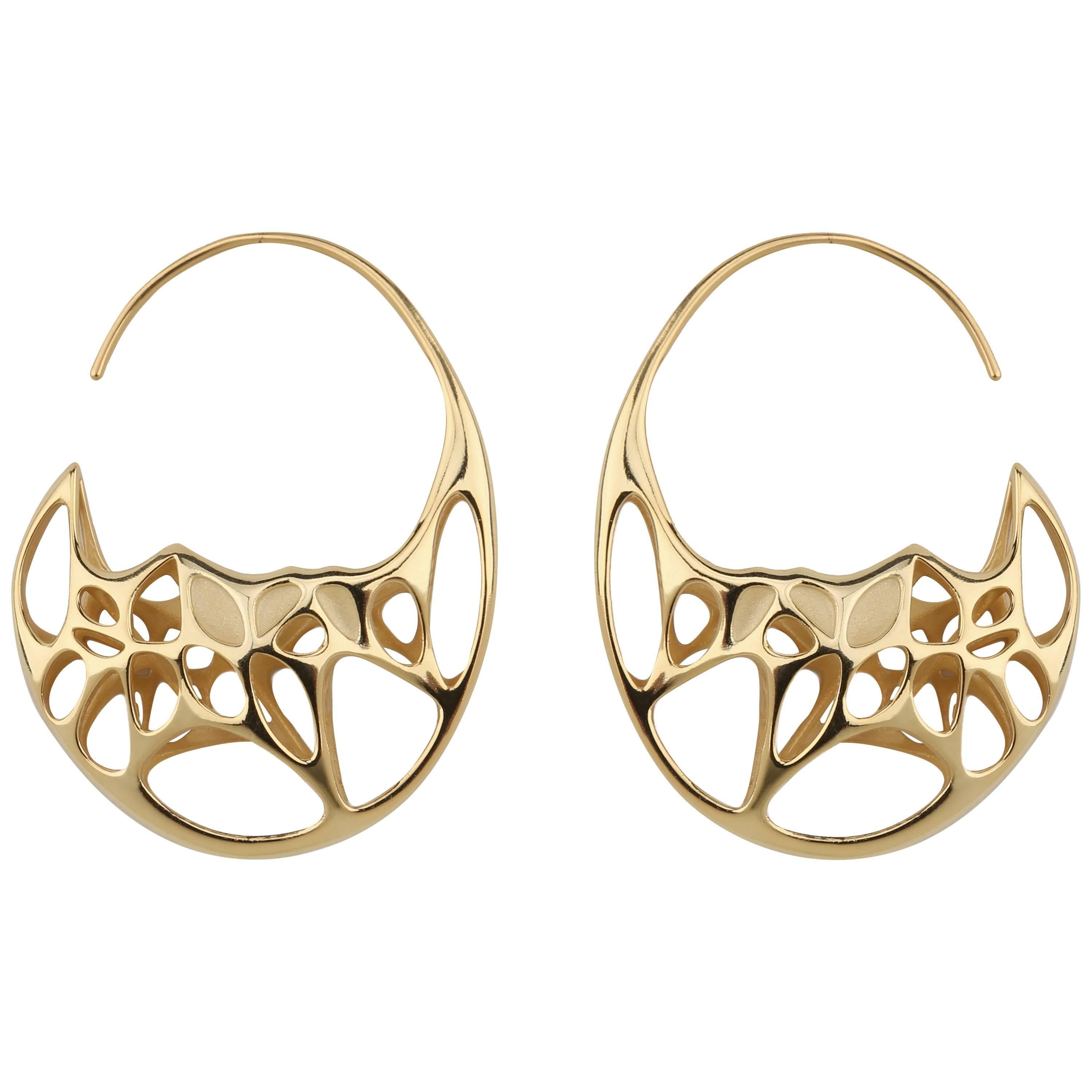 FLOWEN Boucles d'oreilles créoles Goda en argent sterling et or 18 carats en vente