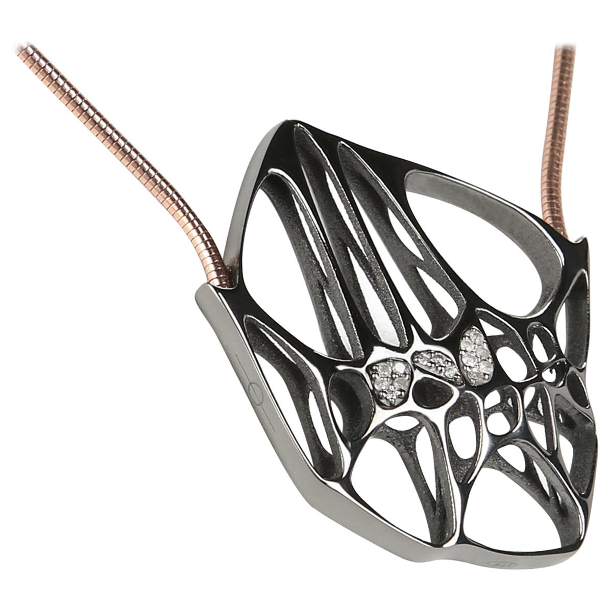 FLOWEN Sterling Silver Hexa Necklace in Black Ruthenium and Rose Gold chain  For Sale